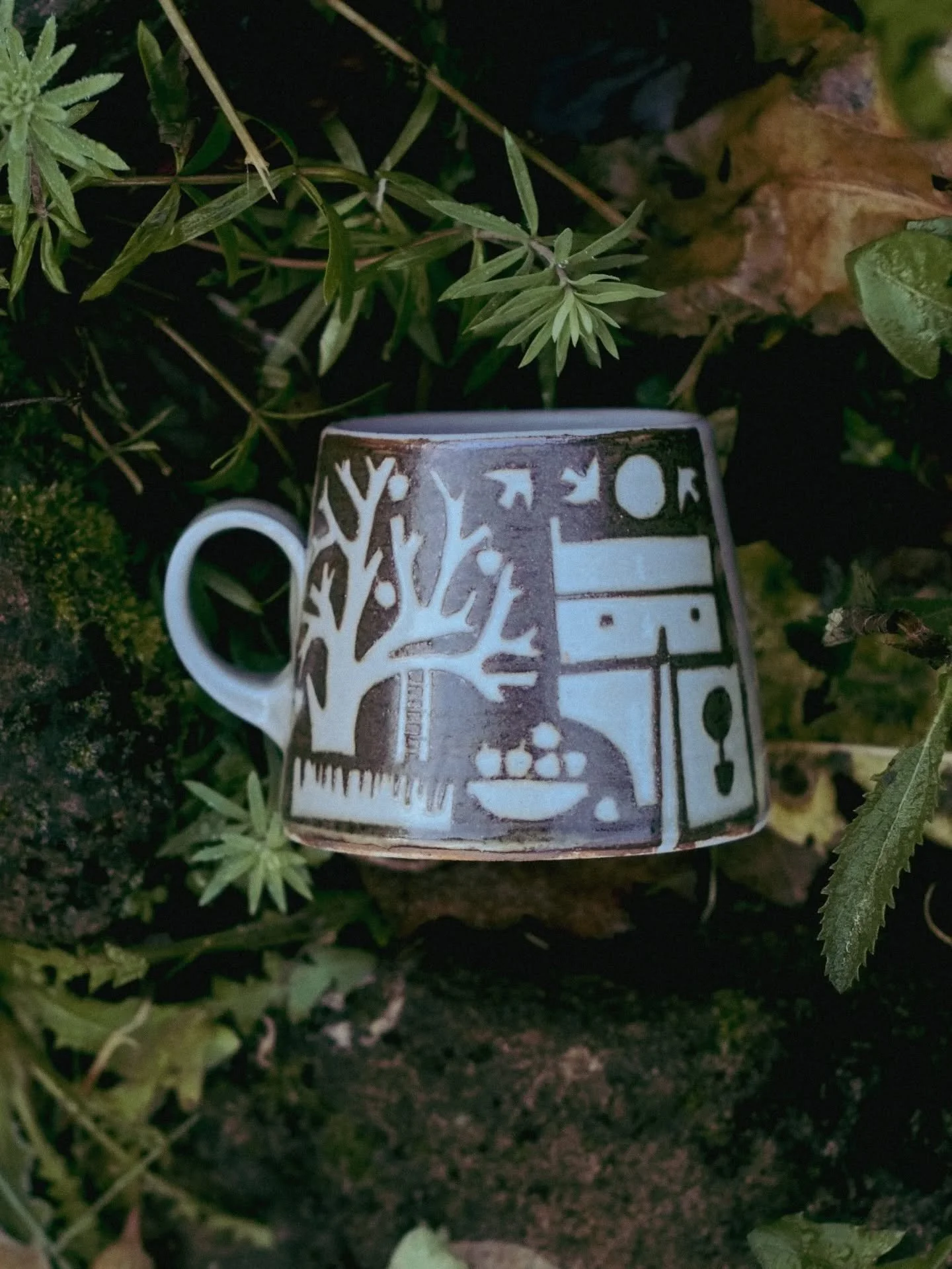 I've been looking forward to today all weekend. Today I start decorating mugs. Little stories will come together using stencils that I cut by hand. It's a fiddly and very time consuming task but it is also one where I'm fully immersed and in my own w