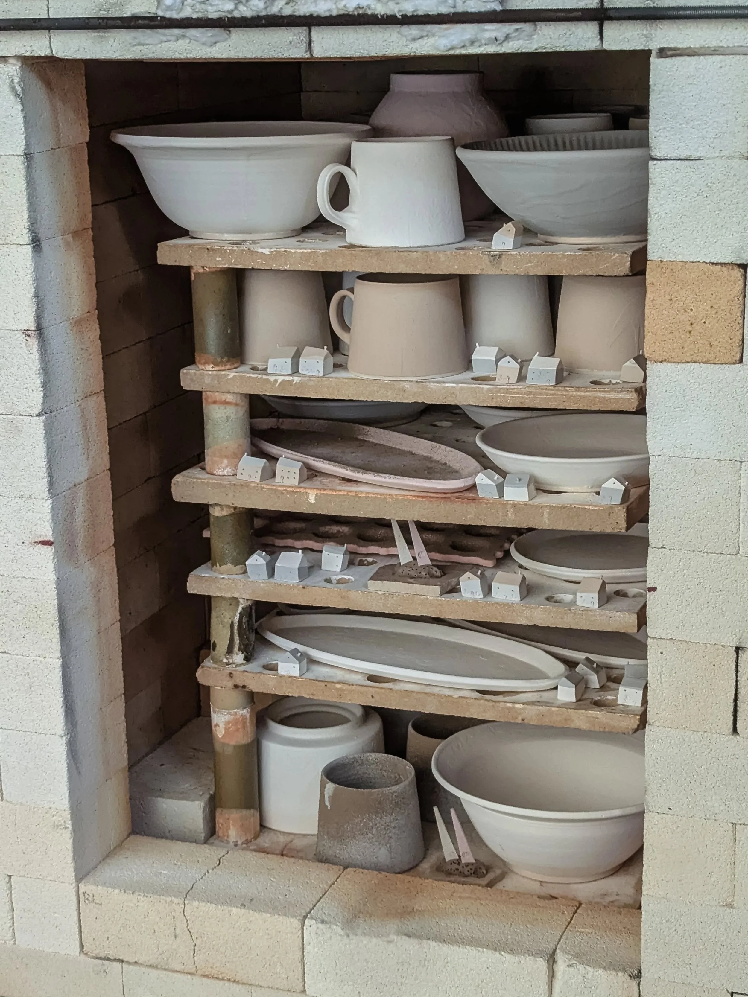 There are so many stages to pottery after the piece has been thrown on the wheel, that's the quickest part. After throwing (or hand building) comes turning, decoration, drying, bisque firing, glazing, stoneware firing, photographing, uploading to the