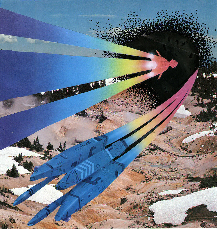 we're waiting for the sun rise // 10.5 x 10.5 in, paint marker on hand cut collage