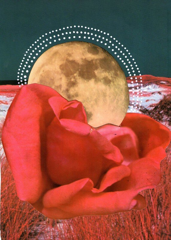moonrising // 8 x 11 in, paint marker on hand cut collage