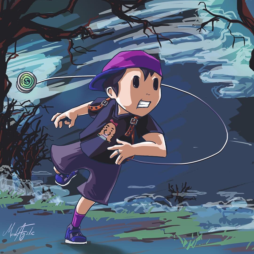 I didn&rsquo;t like a Ness drawing I did a bit ago, so decided to recolor it to the outfit I use when I play him in Smash Bros. Also made it a little spoOoky 👻 #art #illustration #ness #smashbros #smashbrosultimate #pkfire