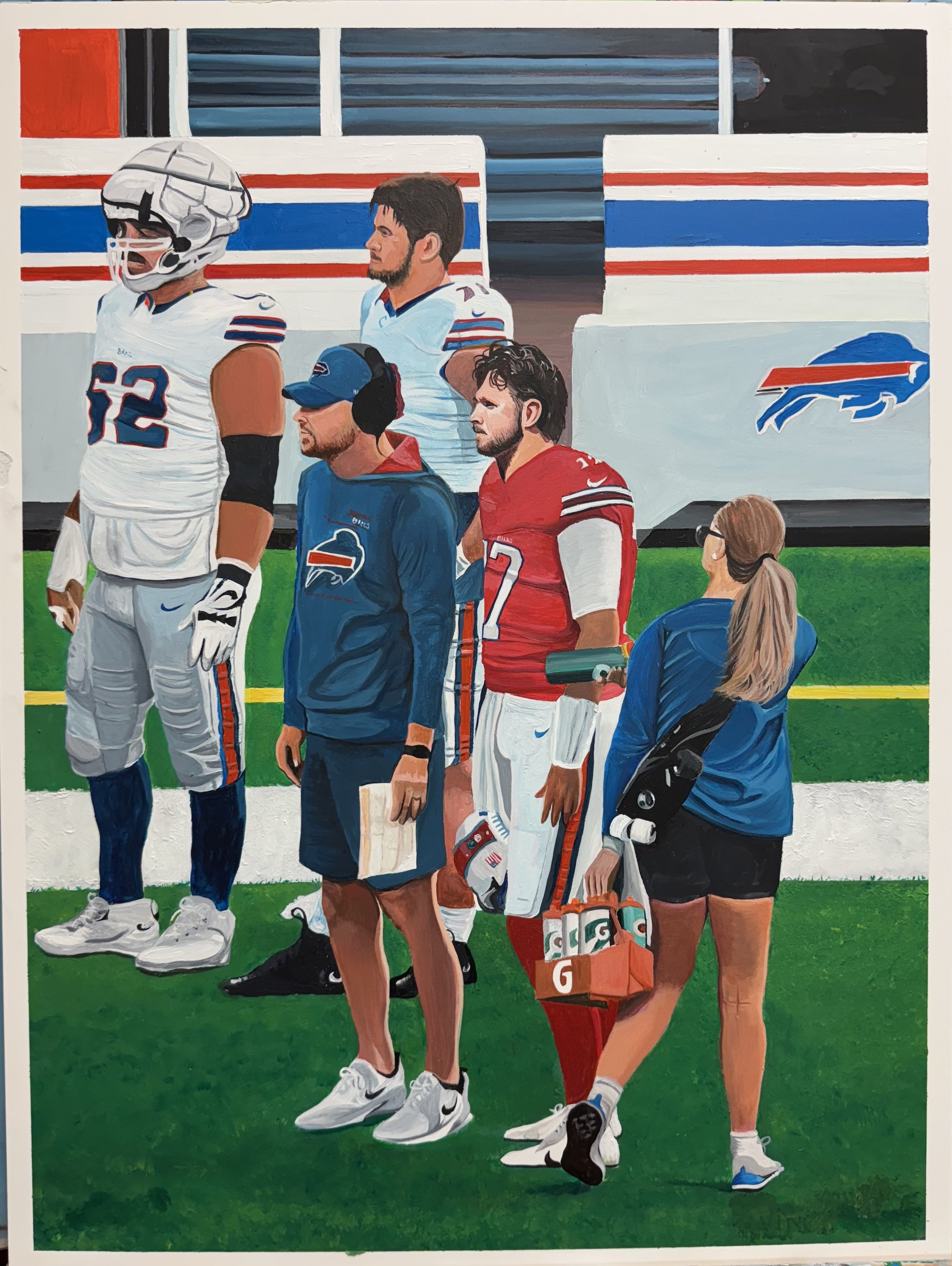 Back in the Summer of '23, we went to a Bills' practice session as season ticket holders. I brought my camera and took a picture of Josh Allen and OC Joe Brady. I decided to crop it, as I took the picture from quite a distance away. I like the compos