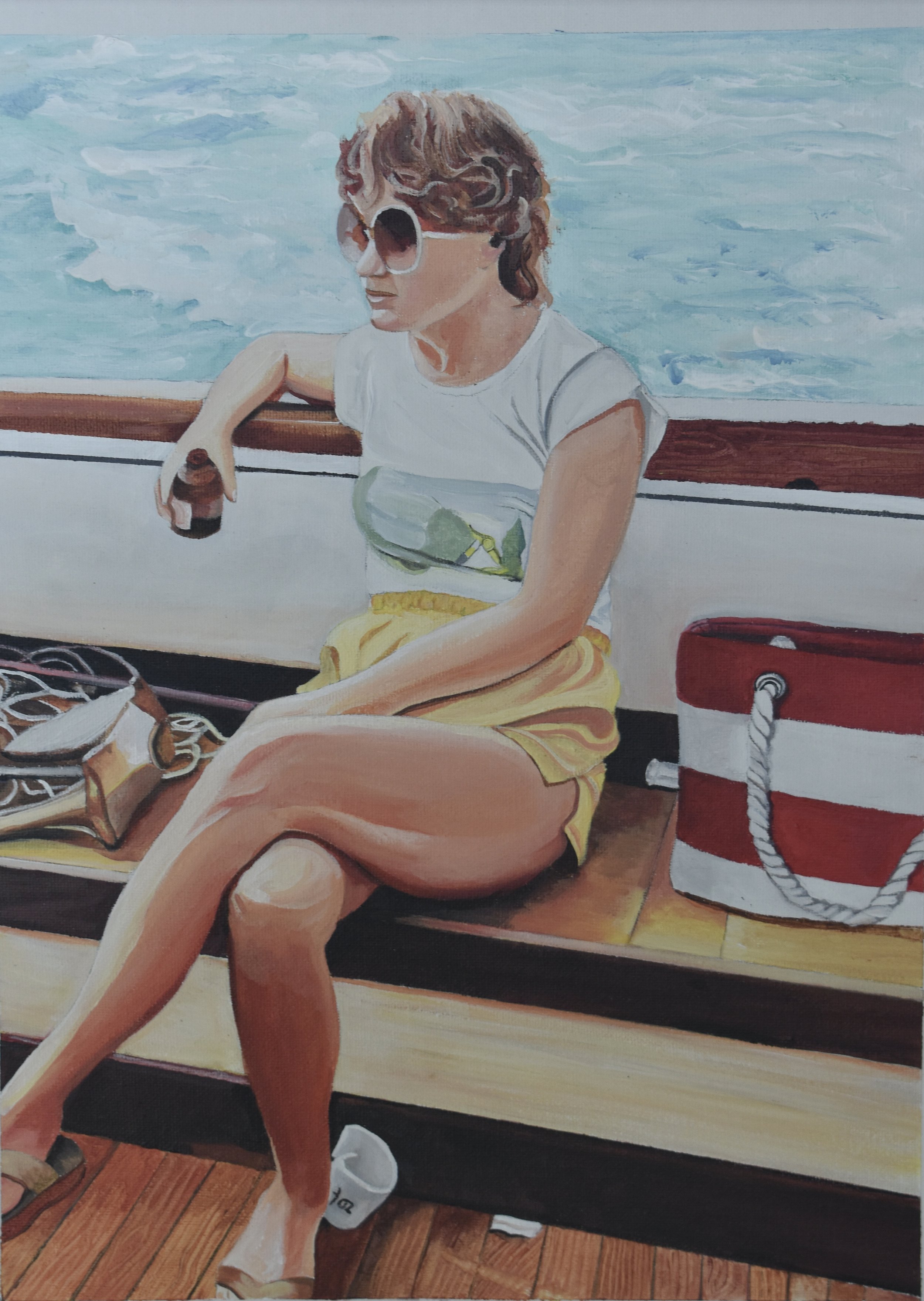 This painting is 12" x 16", acrylic on canvas/'Cruising on Chautauqua Lake'