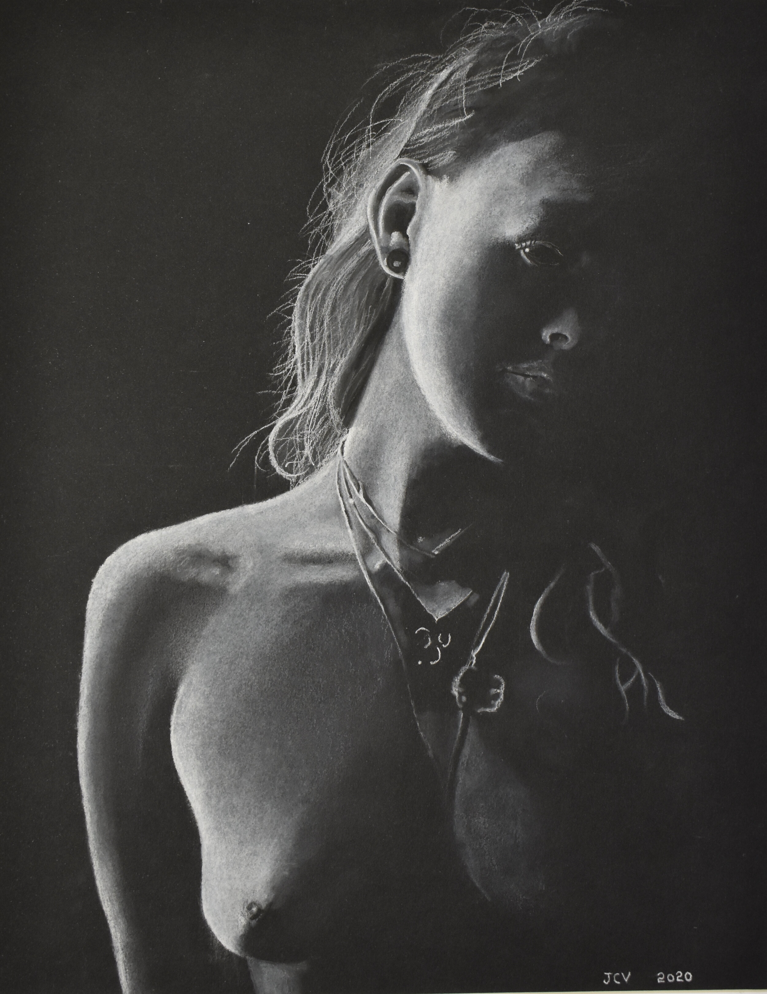 I loved working with this model; she was a natural and many of the other drawing hear are of her. Size: 10 1/2" x 13 1/2"/ Ecstacy'/$200.00
(Framed and matted)
