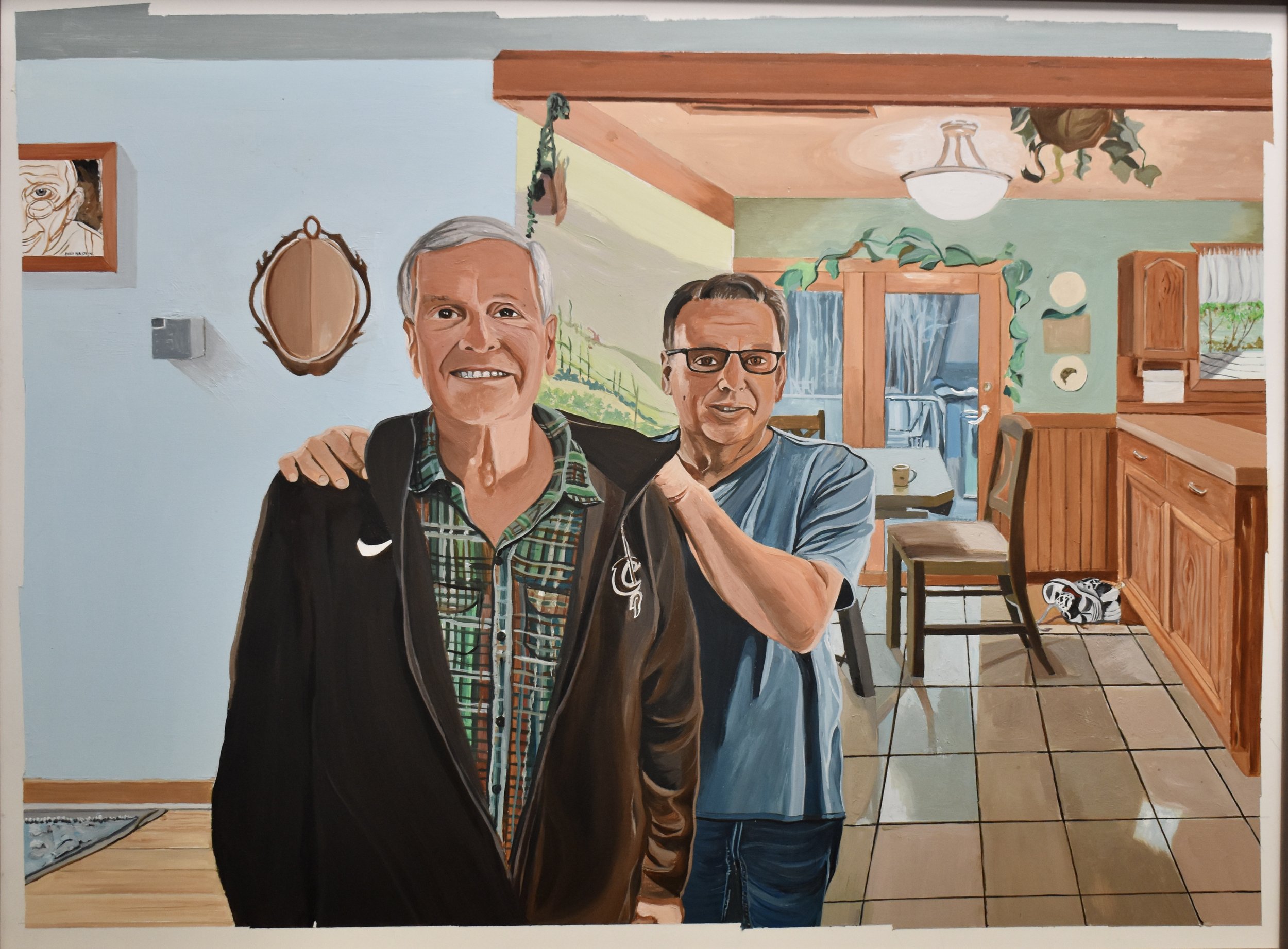 I was encouraged by a fellow artist and friend, to look at contemporary American artist Philip Pearlstein's  paintings and come up with my own interpretation, accordingly. Mr. Pearlstein does realistic nude paintings generally  in various untraditona