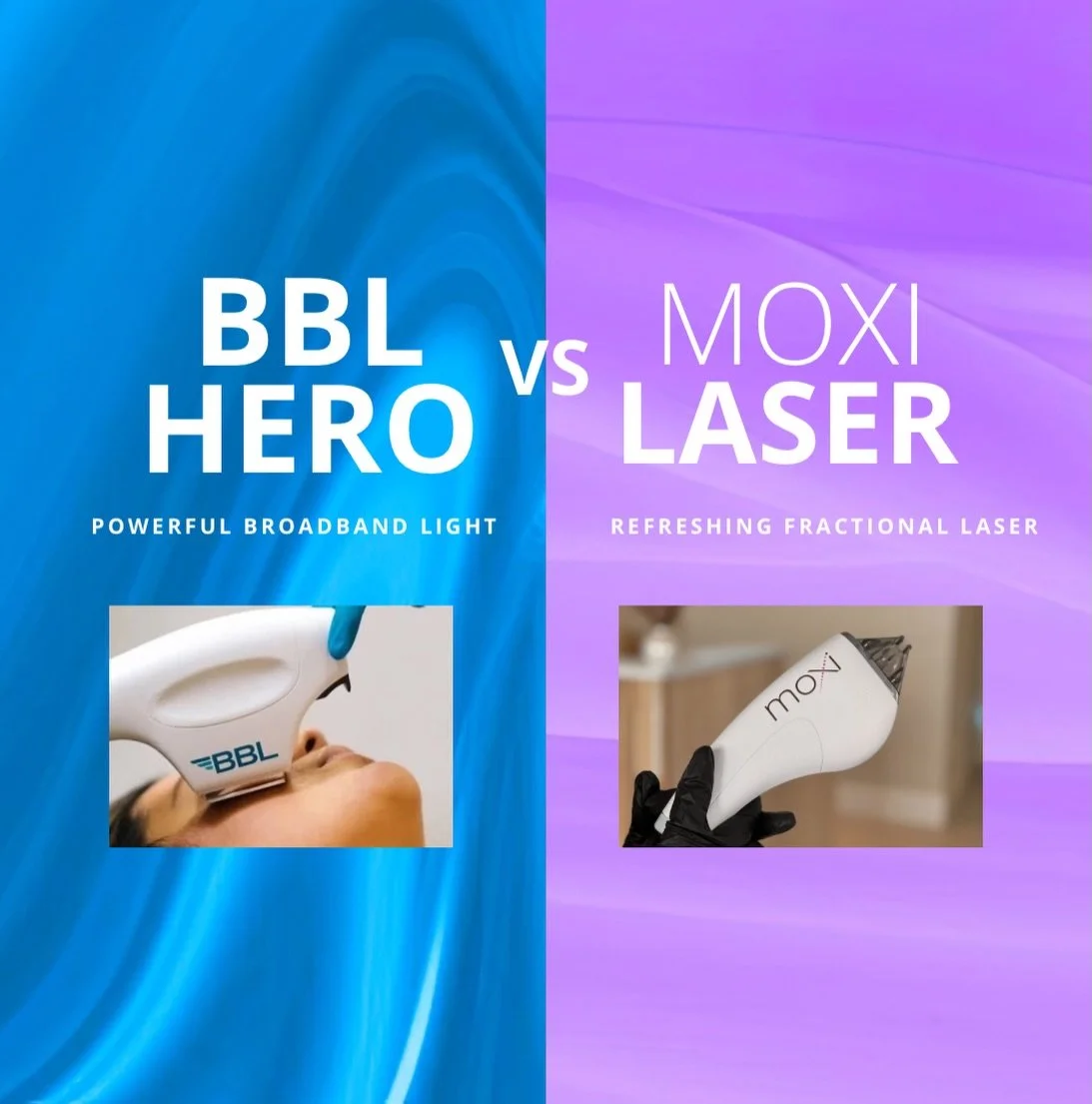 People always ask&hellip;
&ldquo;What&rsquo;s BBL?&rdquo;
&ldquo;What&rsquo;s MOXI?&rdquo;
&ldquo;Do I need both?&rdquo;

Here&rsquo;s the simple breakdown 👇

✨ BBL HERO (Broadband Light)
Targets what you see

&bull; Pigment (sun spots, freckles)
&b