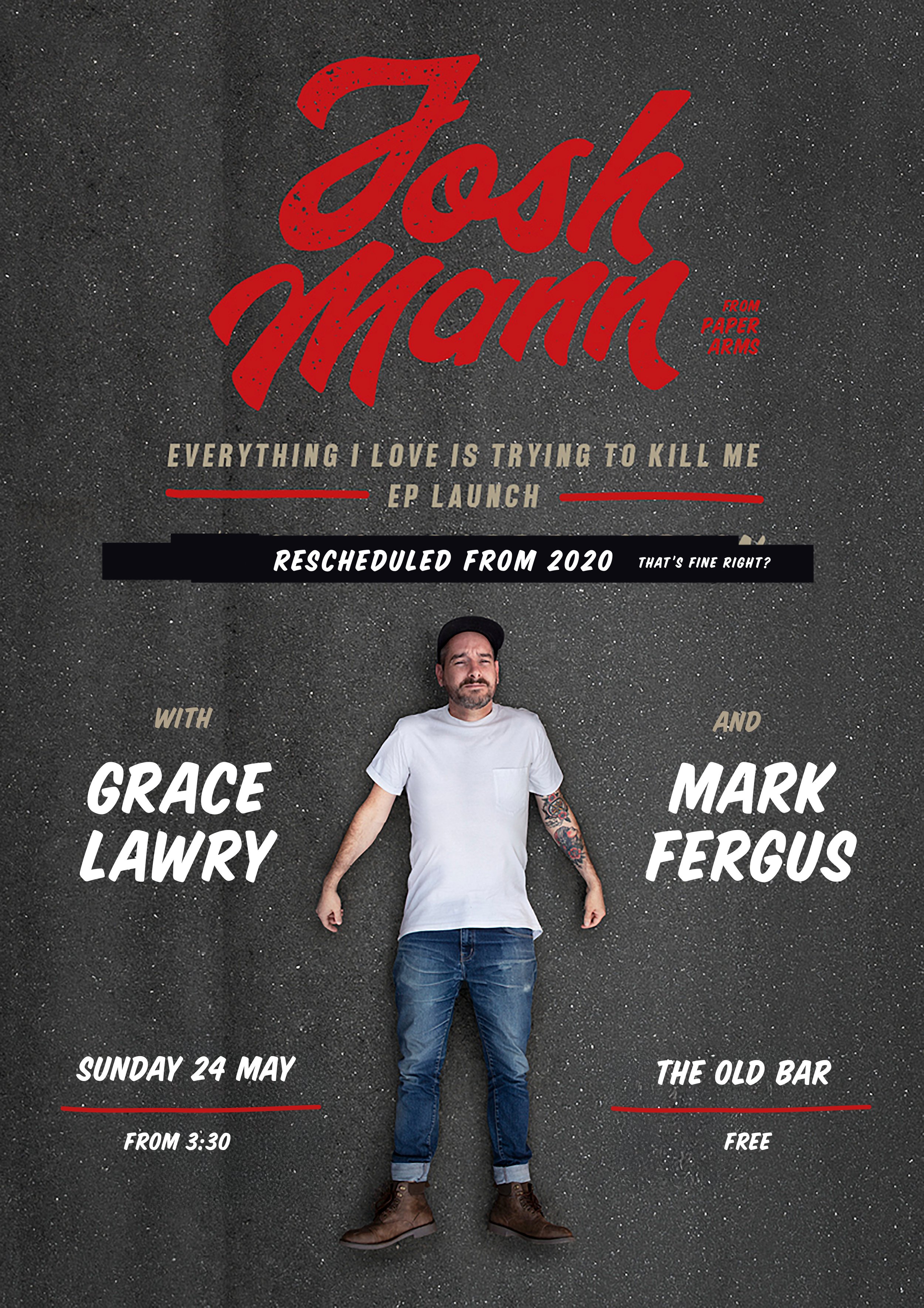 FREE ENTRY ARVO SHOW w/ JOSH MANN (Paper Arms) + GRACE LAWRY + MARK FERGUS