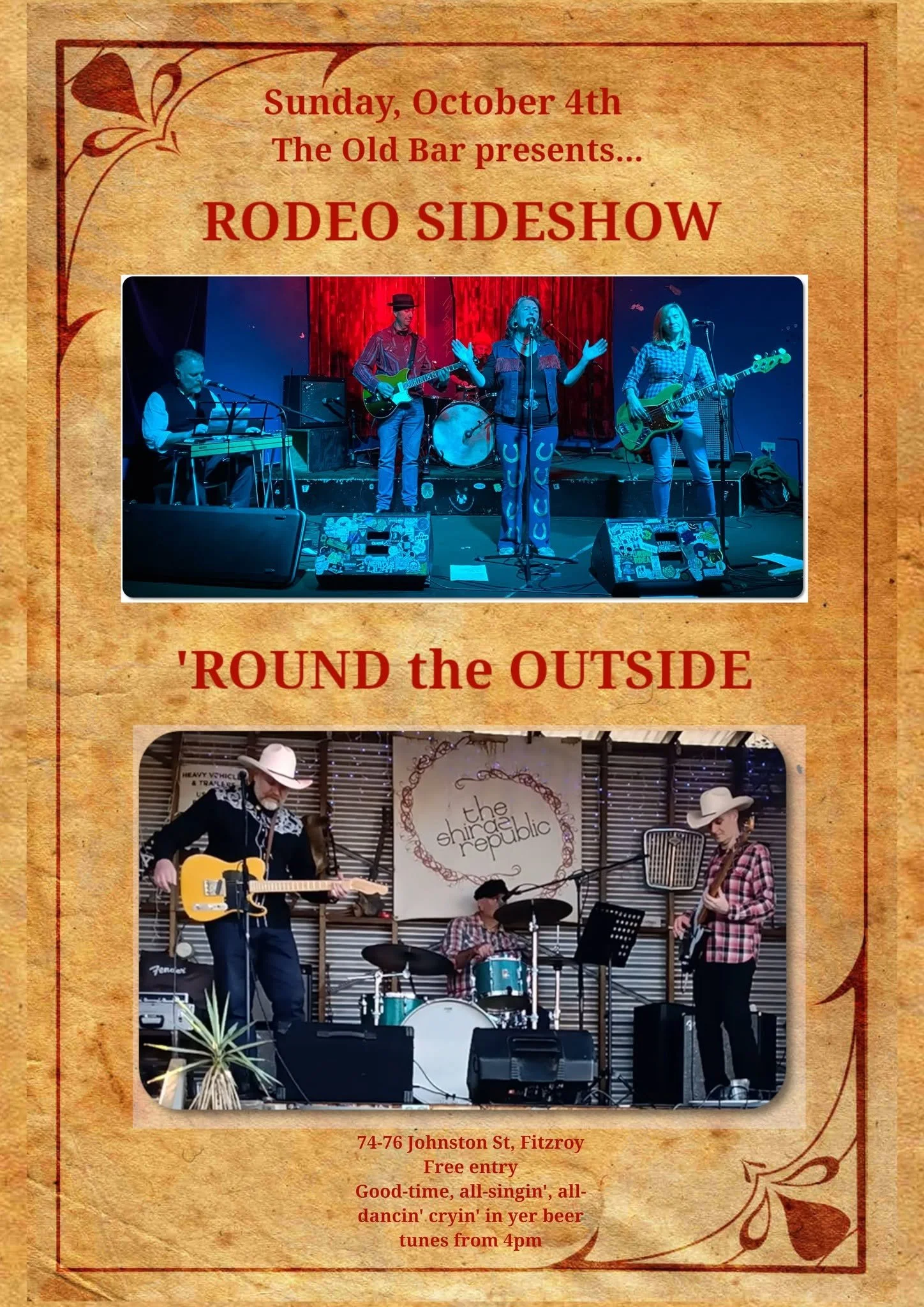 FREE ENTRY ARVO SHOW w/ ROUND THE OUTSIDE + RODEO SIDESHOW