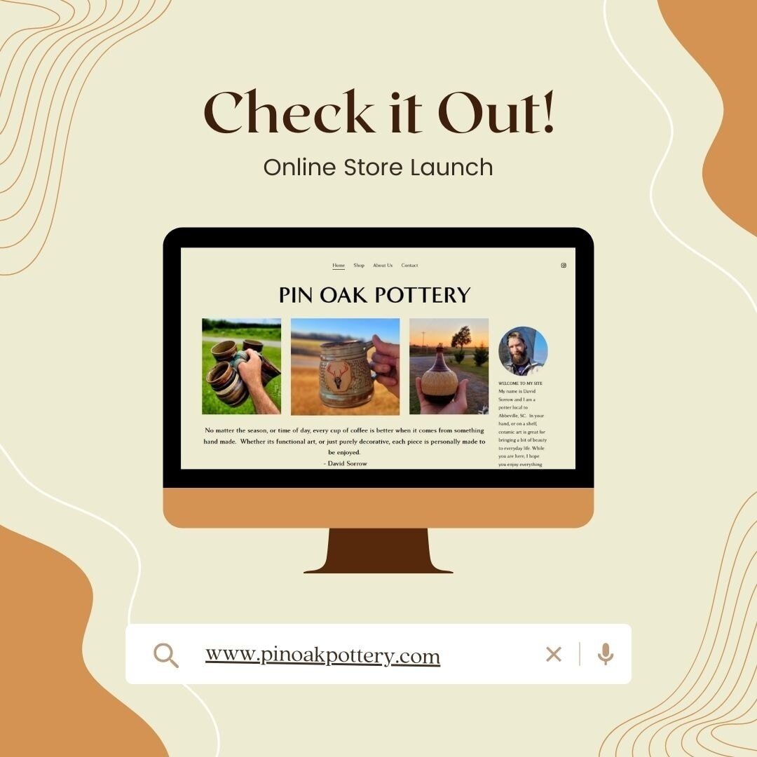 I finally have my online store put together! 
You can find my work at https://www.pinoakpottery.com/shop

 #wheelthrownpottery #pottery #pinoakpottery #mug #potterymug #meanmuggin #store #online #open #onlinestore #mugsforsale