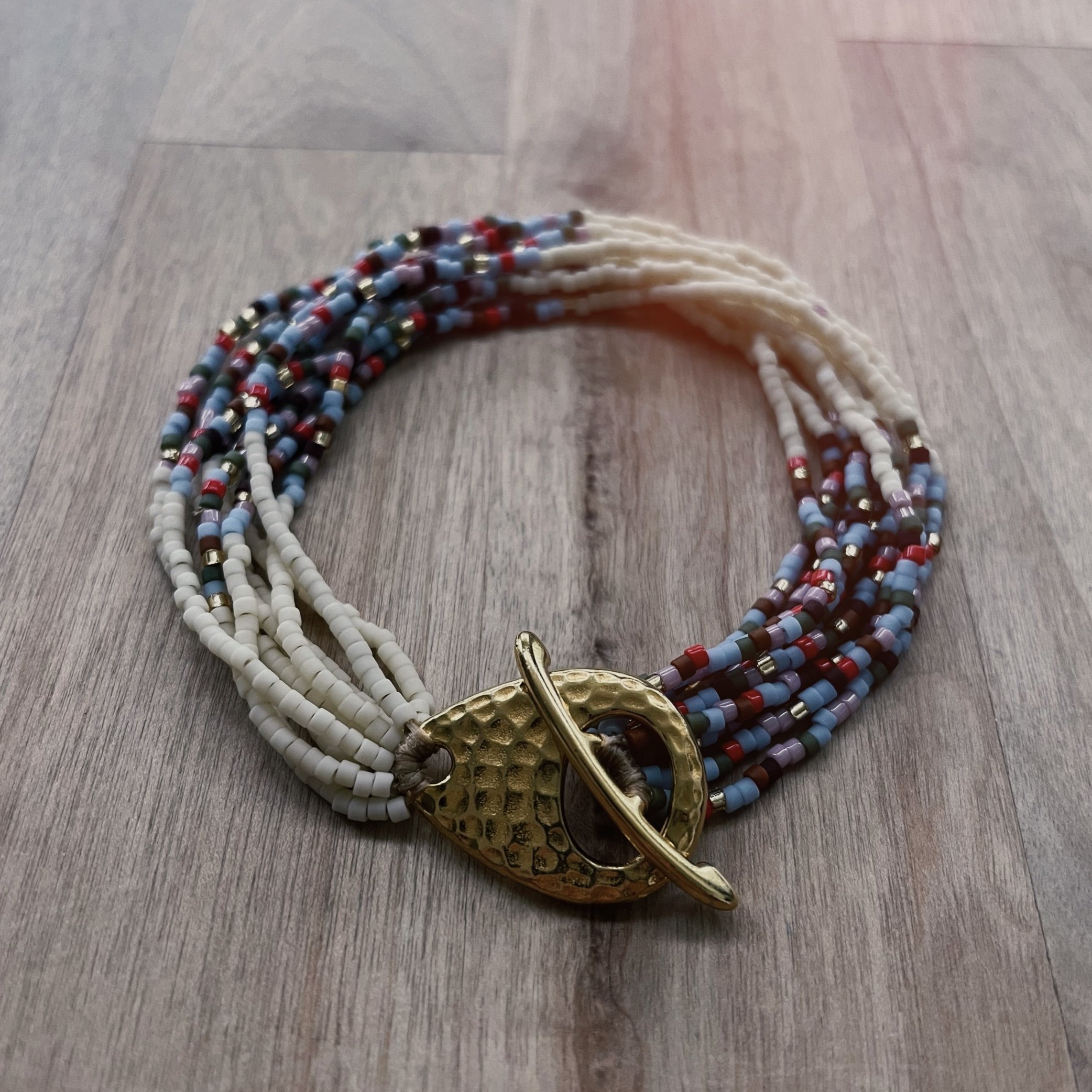 9 strand beaded bracelet ~Blue