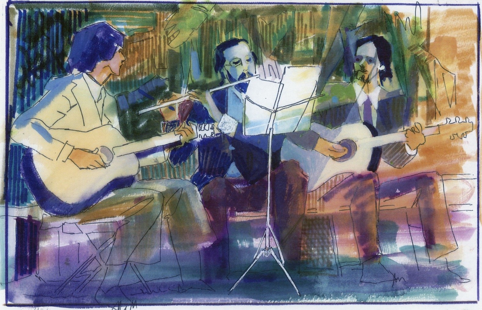 Artist Gaspar Vaccaro paints Eddie, Jocko and Mike working a wedding and earning $ to press Swinger's first single. Gaspar was a great Hollywood artist......