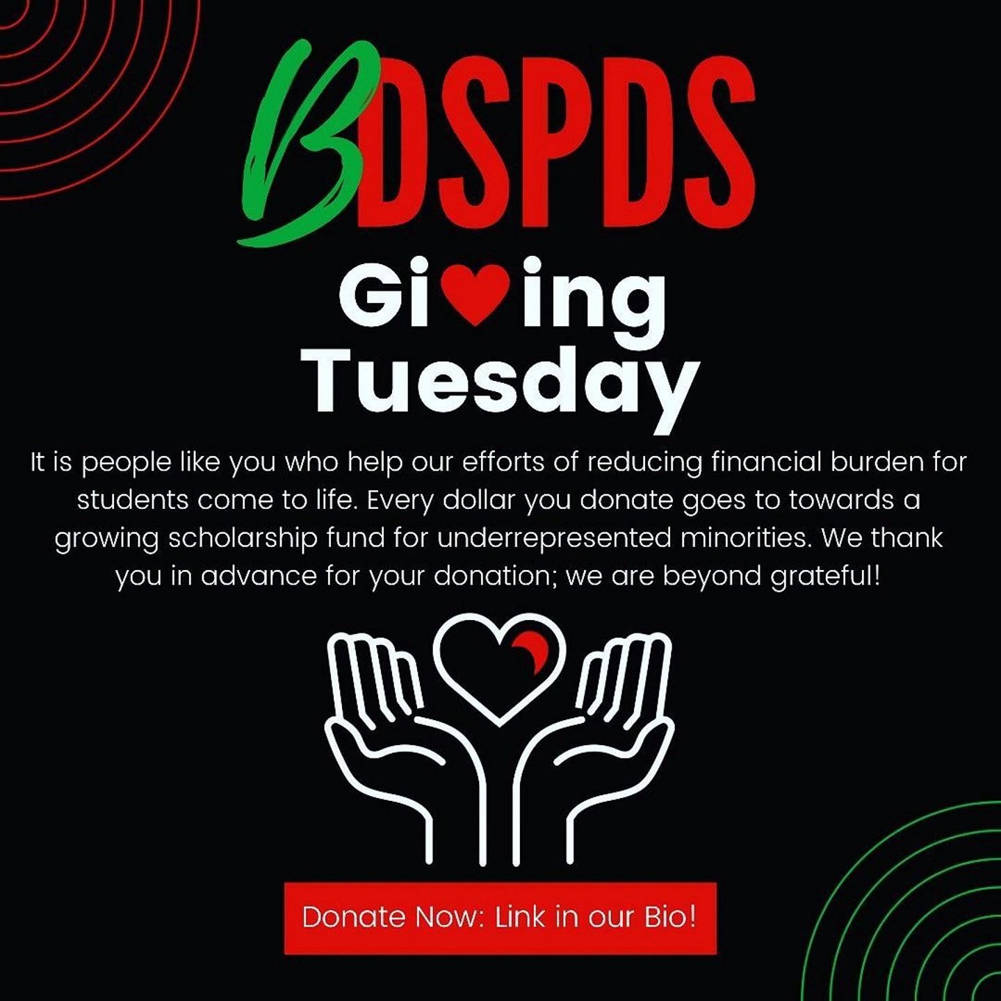 🚨‼️ Link in Bio! It is people like you who help our efforts of reducing financial burden for students come to life. Every dollar you donate goes to towards a growing scholarship fund for underrepresented minorities. We thank you in advance for your 