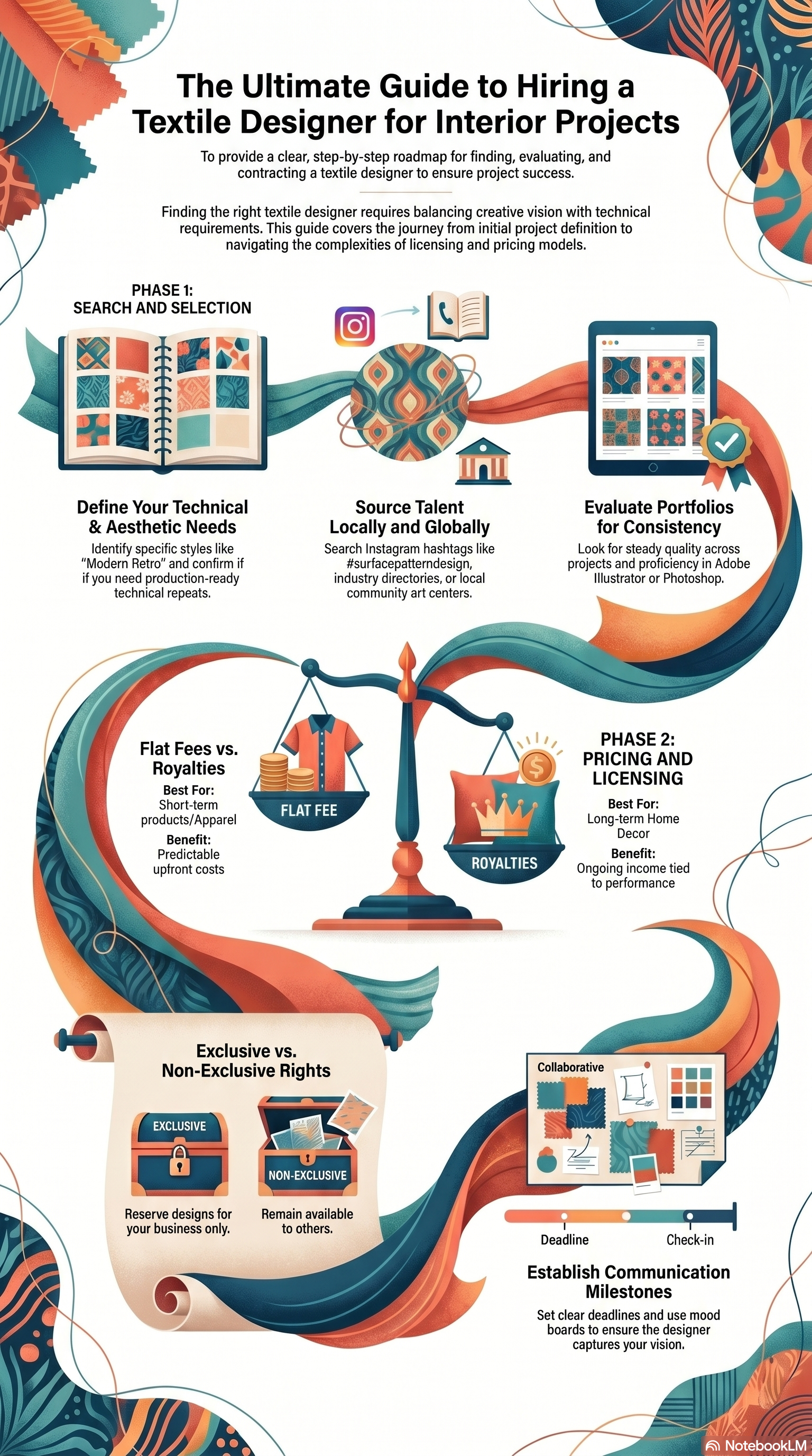 A practical, designer‑friendly guide to hiring a textile designer for interior projects—covering sourcing, portfolio evaluation, pricing models, and licensing essentials.