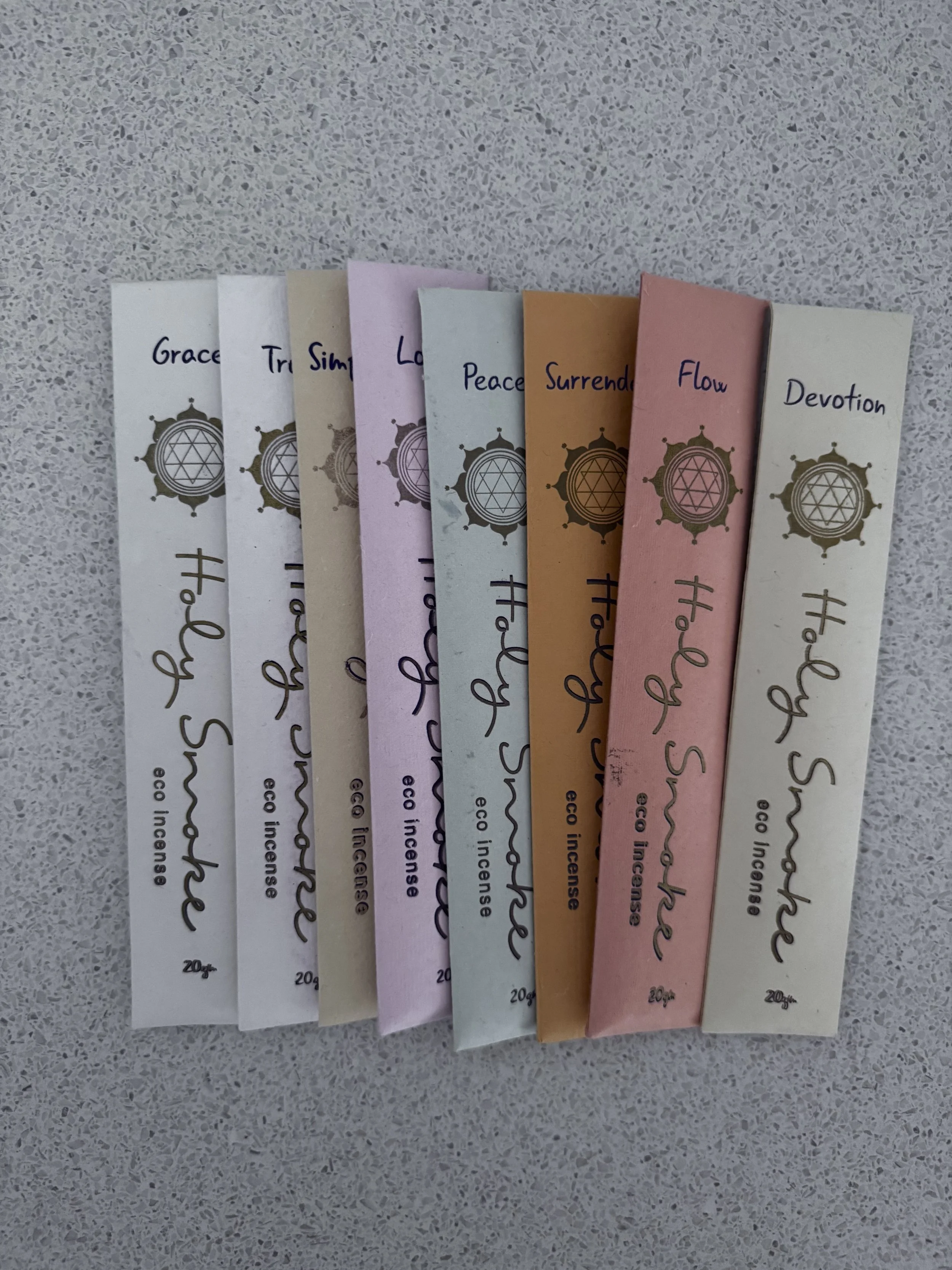 Holy Smoke Eco Incense ingredients  - are responsibly sourced and include a high-quality activated charcoal, (important due to its purifying qualities,) resins, oils, bark powders, herbs, essential oils, aromatic woods, honey for binding and bamboo s