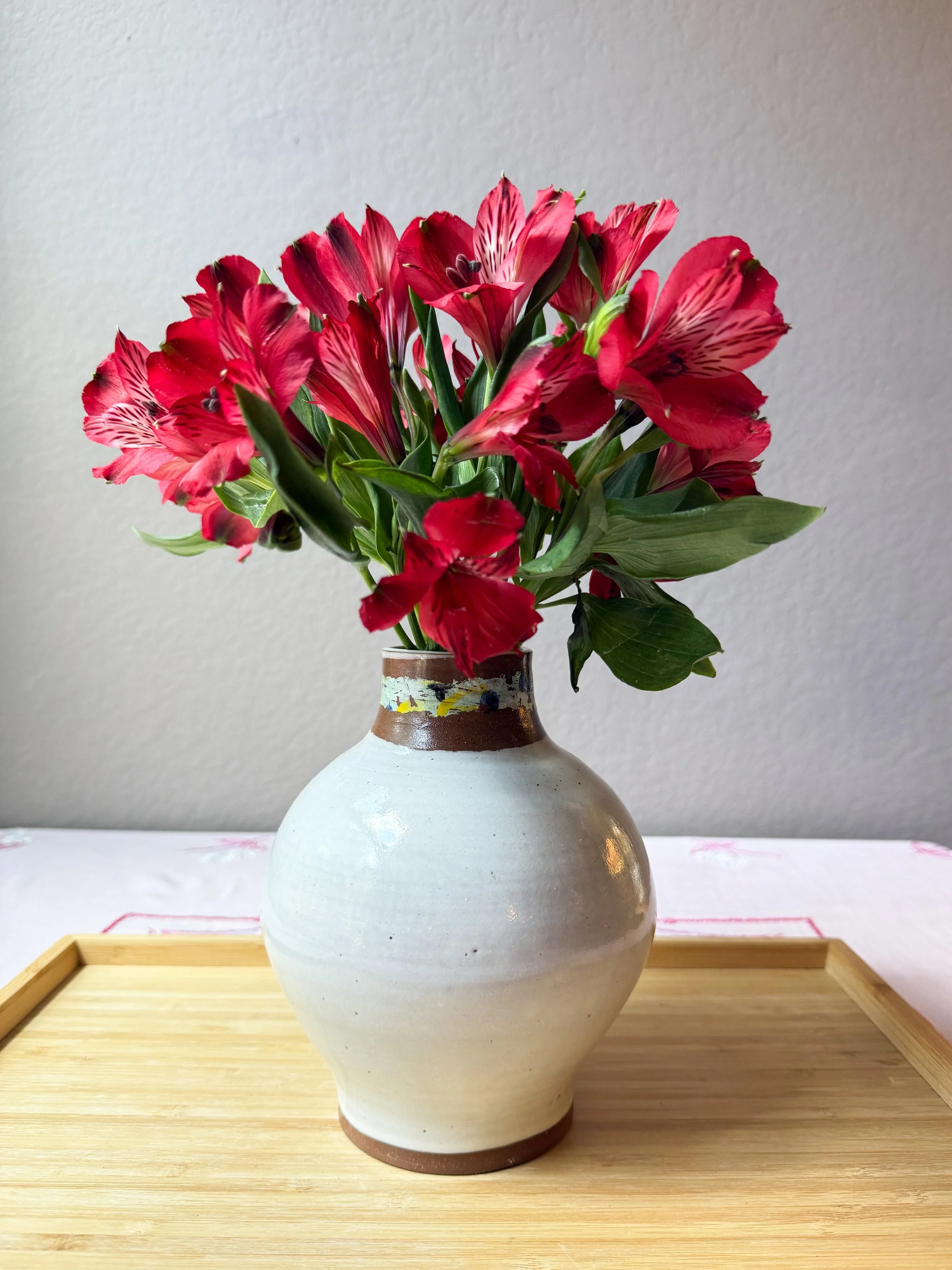 Banded Moon Jar - White