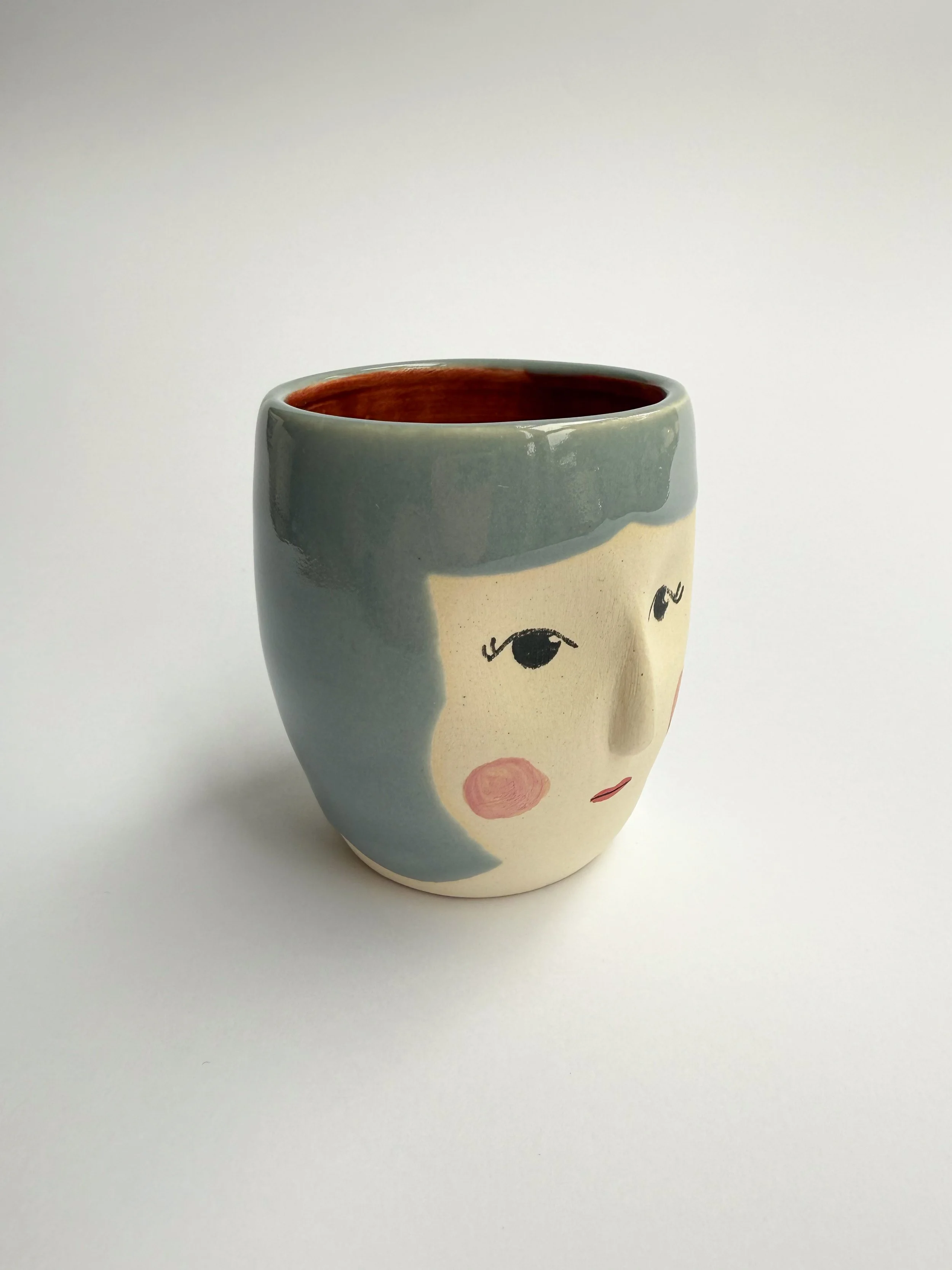 Gray Blue Face Cup