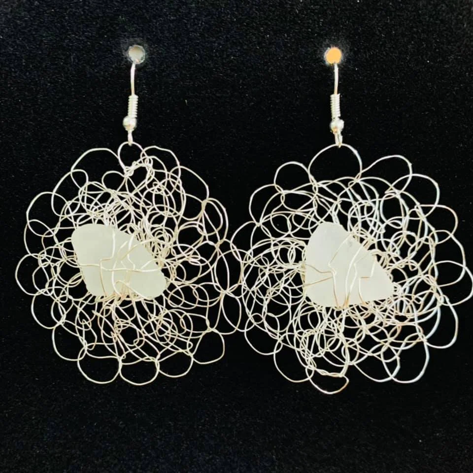 Hawaii Silver Wire Crochet Sea Glass Earrings — Gifts By Karen M