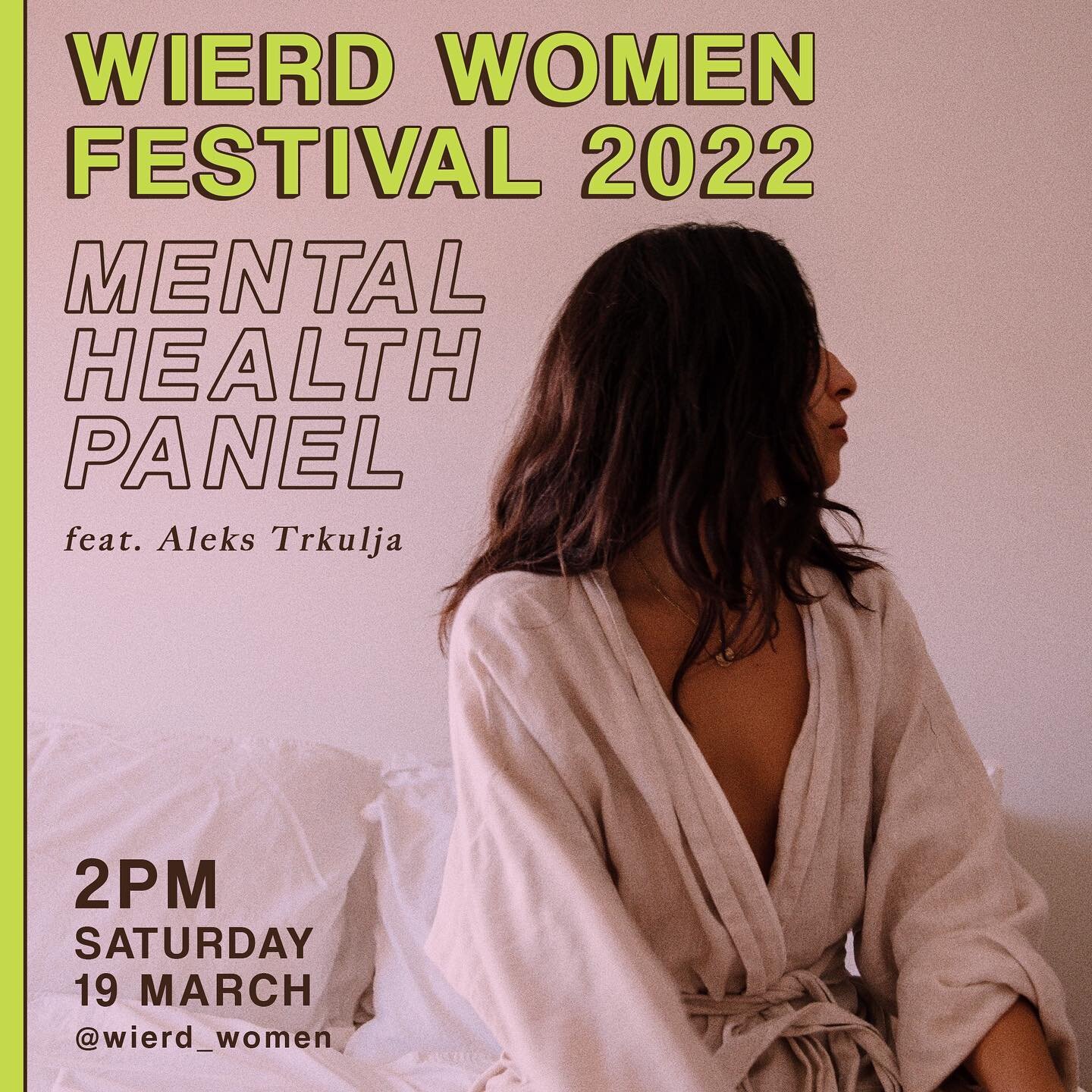 ✨Announcement! Aleks will be speaking on the Mental Health Panel at the Wierd Women Festival. 3 days and 2 nights of workshops, panels, talks, music, performance and markets. 

Join Aleks at 2pm on the 19th.
Follow the links via @wierd_women for entr
