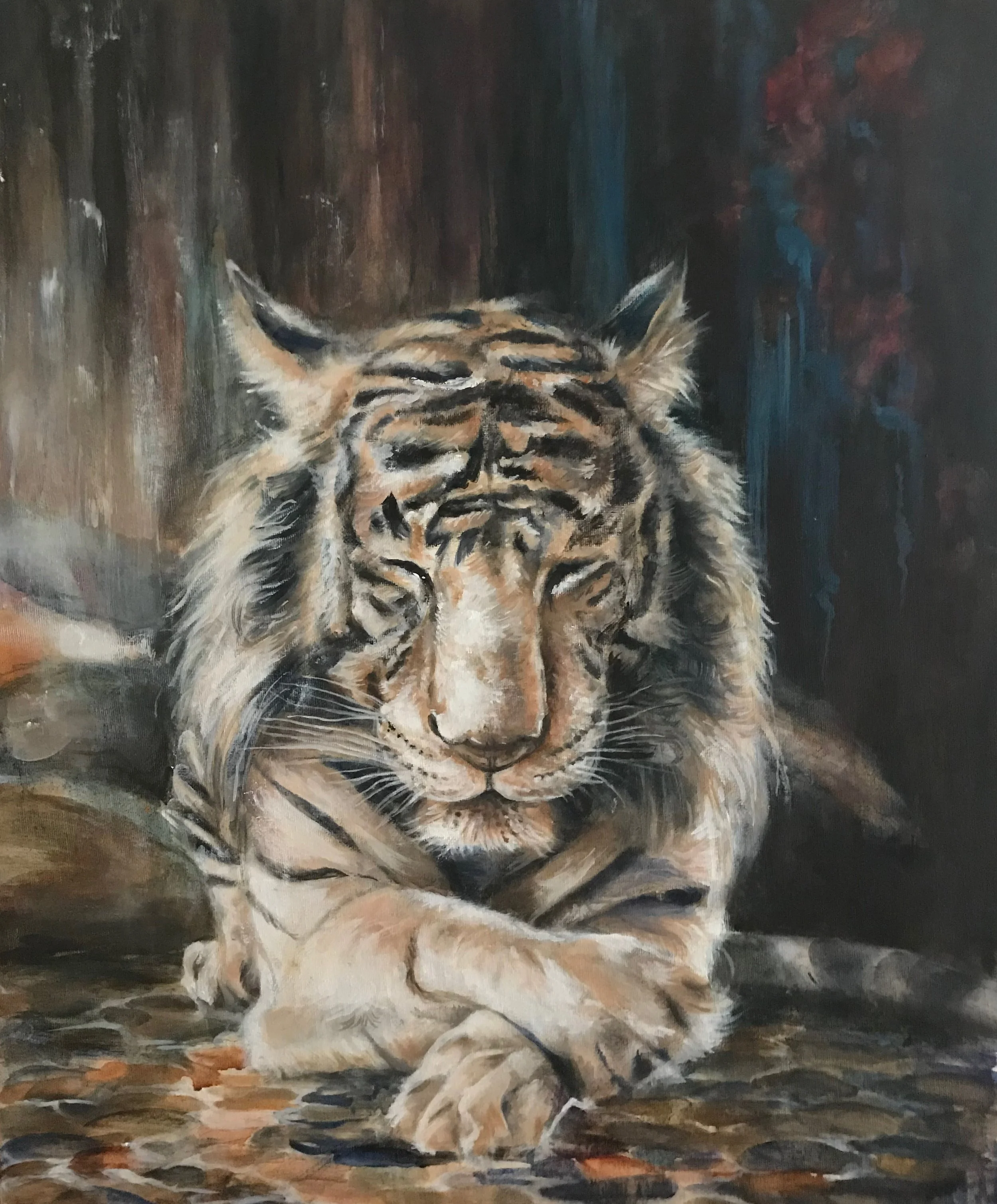 Painting of a Tiger in Meditation