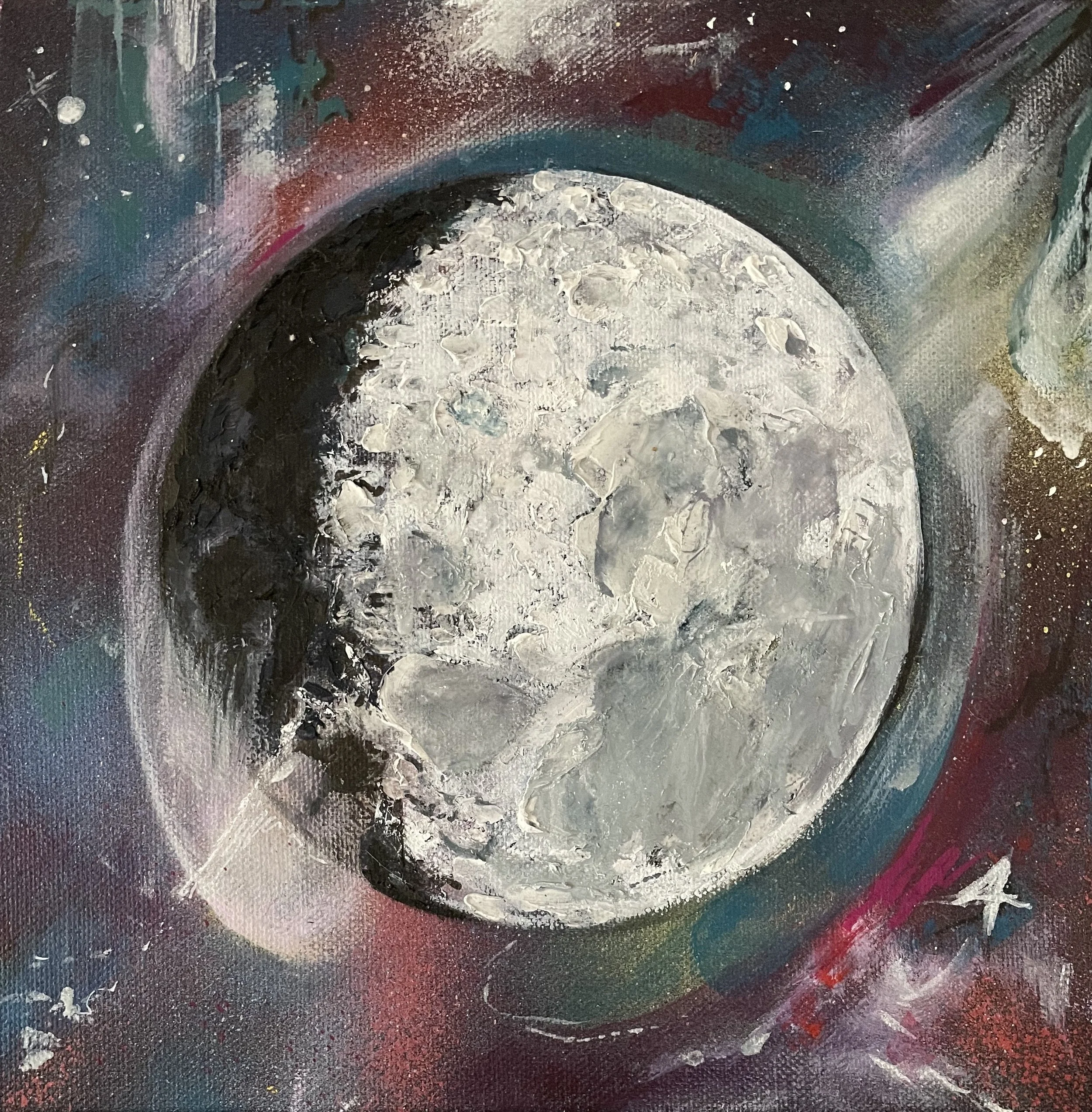 Painting of Waxing Gibbous Moon
