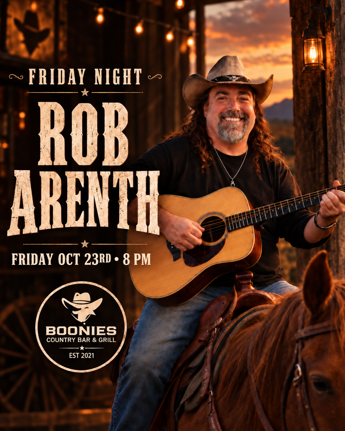 Rob Arenth performing live at Boonies Friday, October 23rd