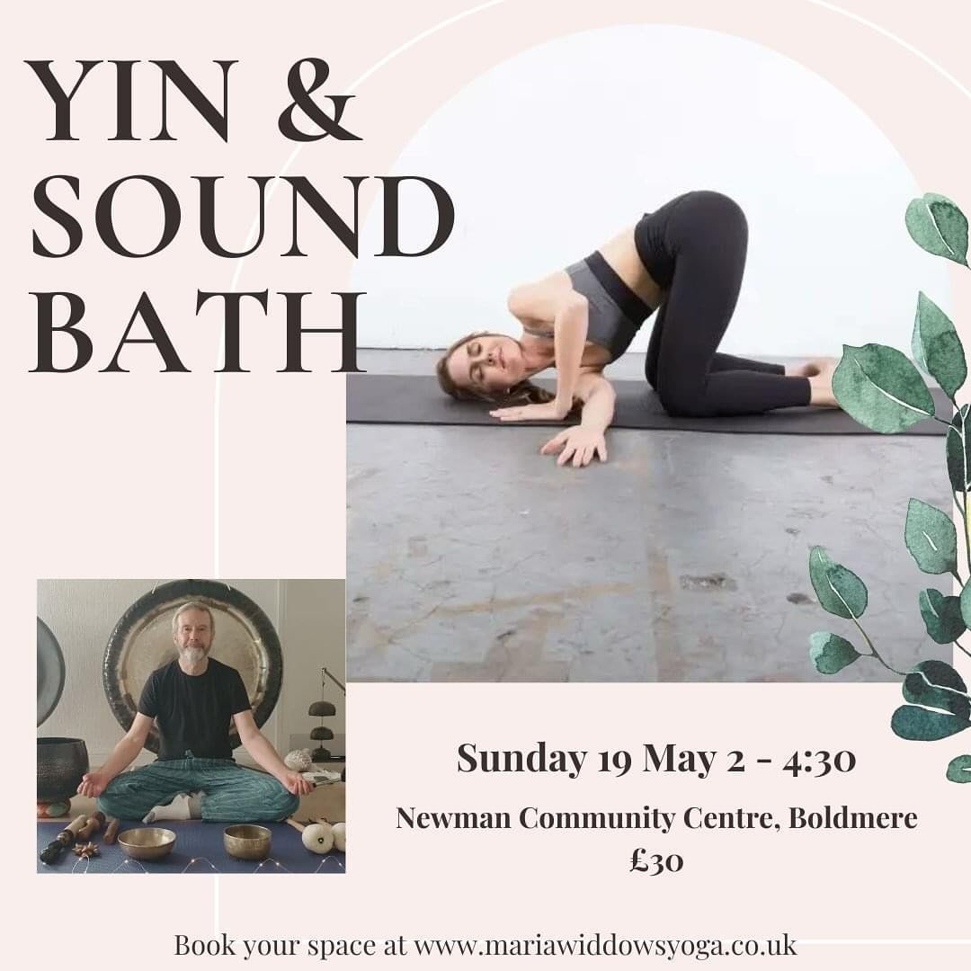 🌟LAST FEW SPACES!🌟

Yin &amp; Sound Bath
Sunday 19 May
2:00 - 4:30pm
Newman Community Centre, Boldmere 

This is your personal invitation to come, lie down and experience deep rest in a yin &amp; sound bath in a very special extended class.

Beginn