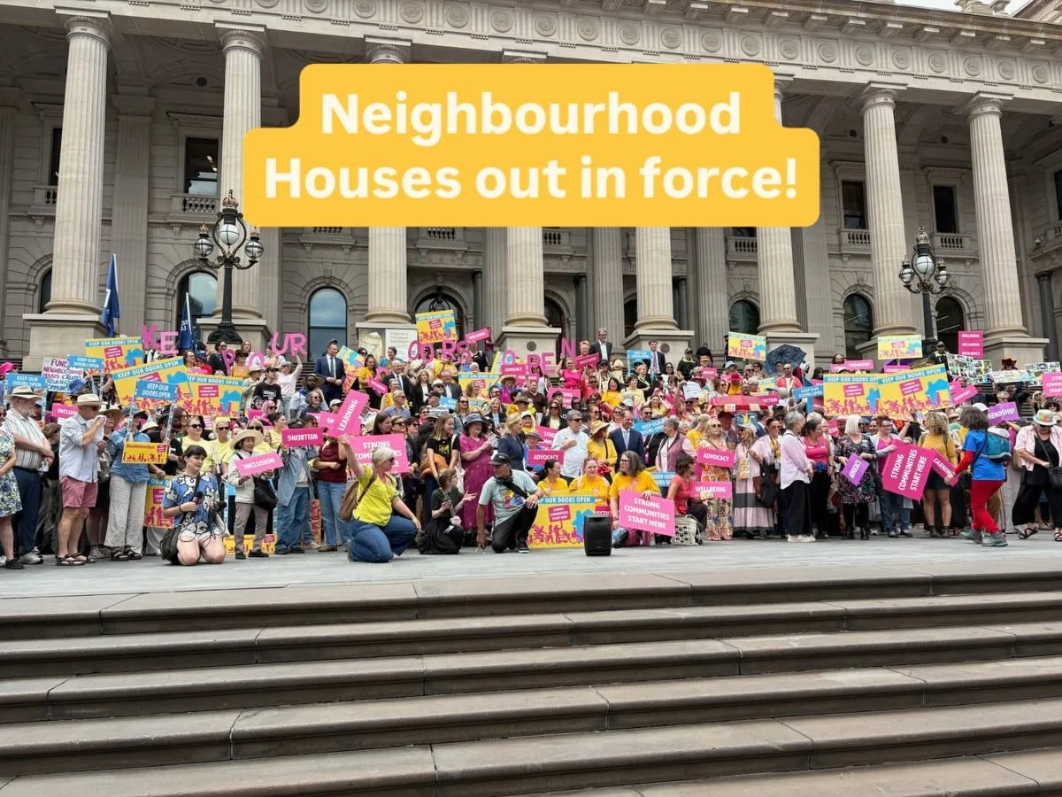 WE DID THIS. Together. 🩷💛🩵🏡🚪
Neighbourhood Houses across Victoria stood side by side to call for fair, adequate funding to Keep Our Doors Open- and the message was heard.
This campaign has never been political. It has always been about people.
I