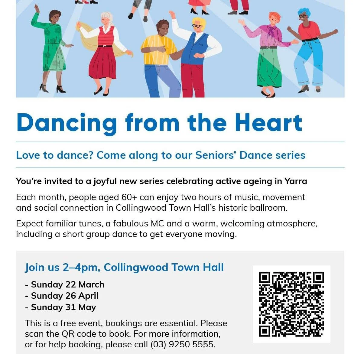 💃 Upcoming Community Event: Dancing from the Heart 🕺

Love to dance? Or just love a great tune and good company? A joyful seniors&rsquo; dance series is coming up soon!

Hosted by the City of Yarra and led by Holden Street&rsquo;s very own Dancing 