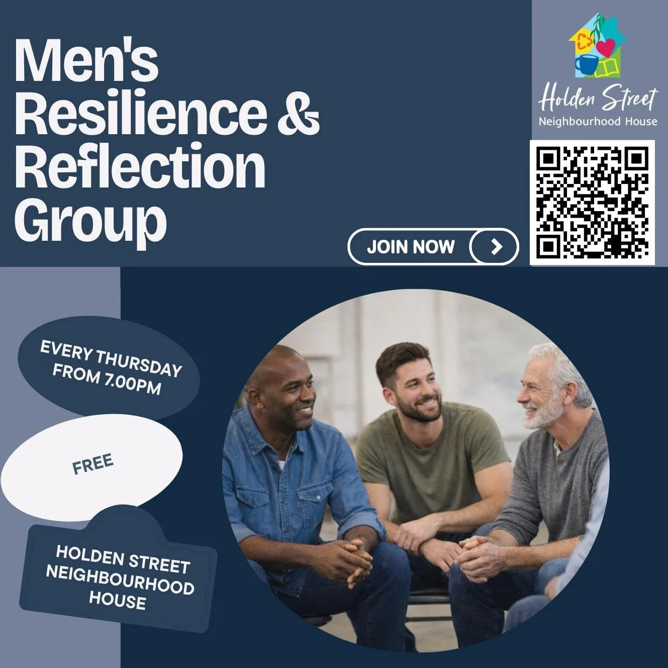 🗣️ Men&rsquo;s Resilience &amp; Reflection Group

Looking for a space where you can talk openly, listen, and connect with others?

Our Men&rsquo;s Resilience &amp; Reflection Group is a supportive space for men to come together, share experiences an