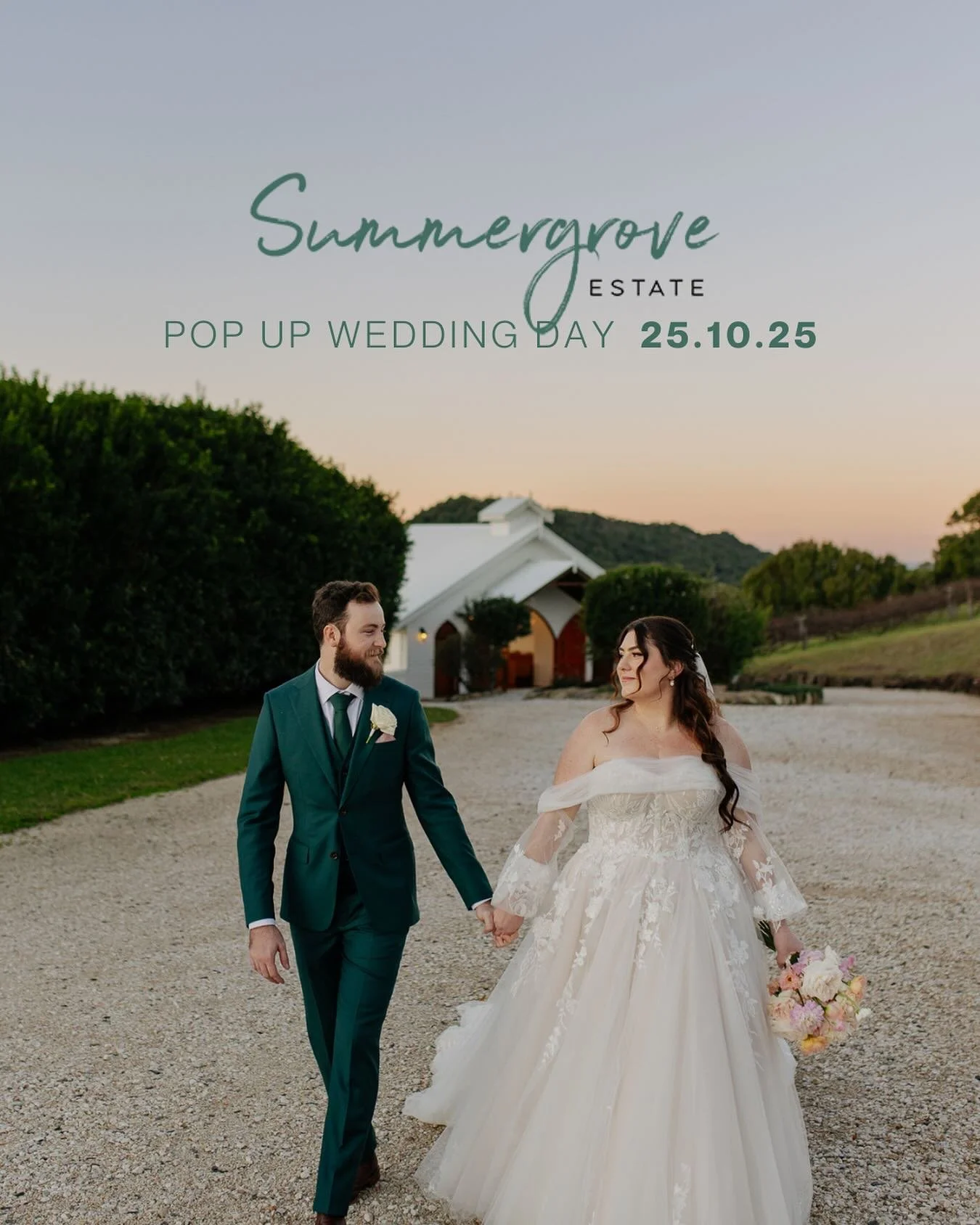 We&rsquo;re beyond excited to partner with the stunning Summergrove Estate to bring you an unforgettable Pop Up Wedding Day &ndash; 25.10.25 💍🌿

All the luxe details are taken care of, from styling and florals to photography,  celebrant and flawles