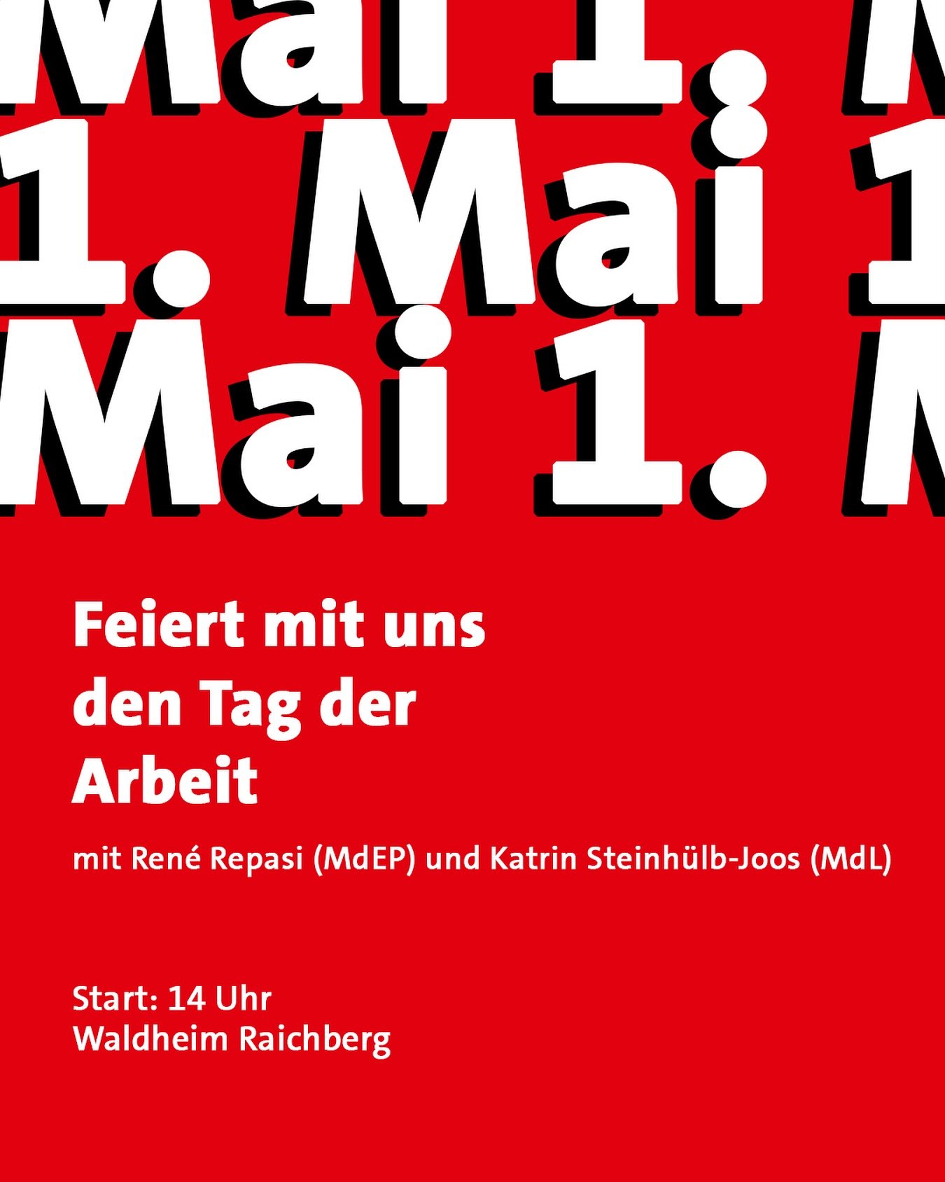 💪1. Mai – Wir feiern gemeinsam den Tag der Arbeit! Wir laden euch herzlich ein, den 1. Mai mit uns im Waldheim Raichberg (Raichberg Gewann 1, 70186 Stuttgart) zu verbringen.
🌹Am Tag der Arbeit wollen wir zusammenkommen, diskutieren, genie&sz