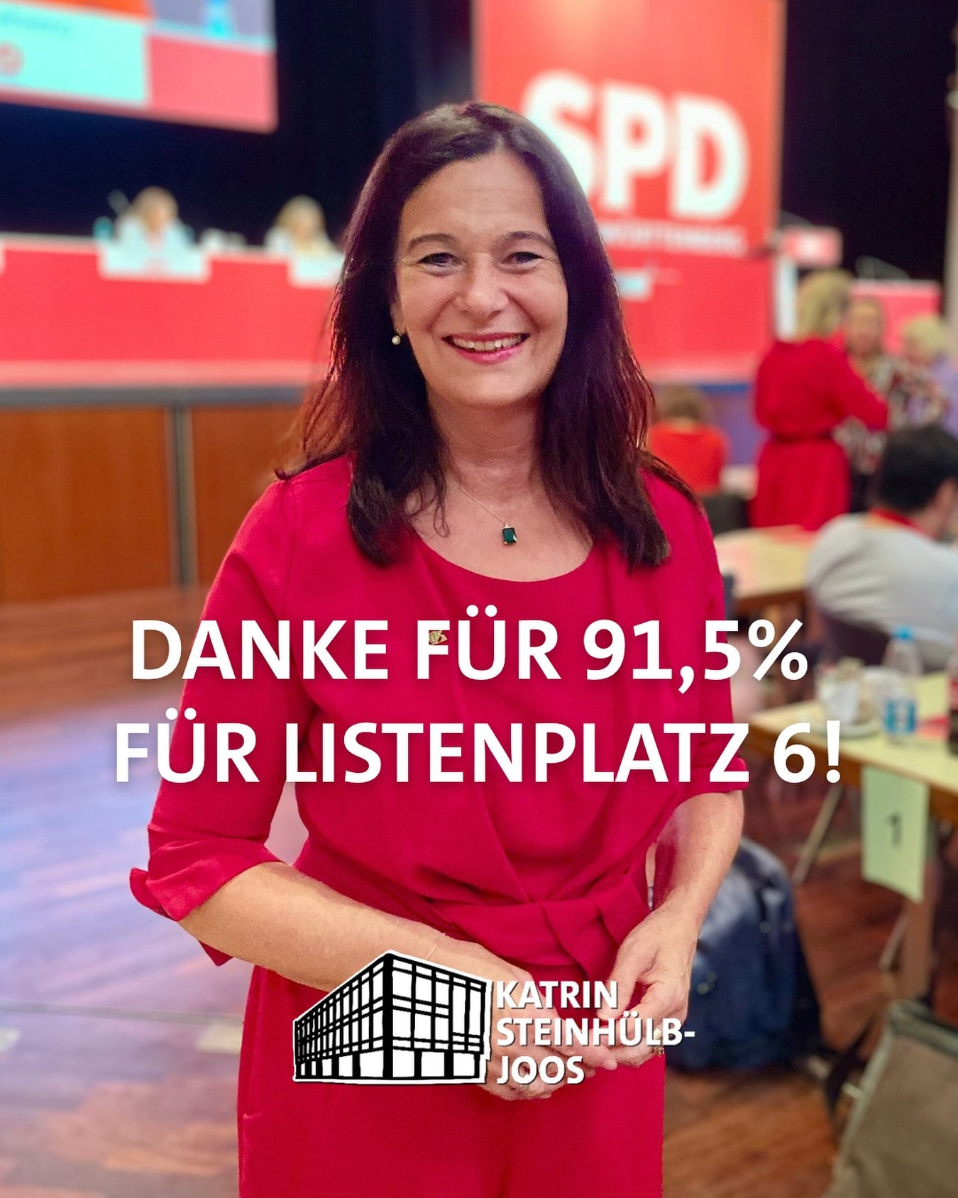☺️91,5 % – was für ein Vertrauensbeweis!
Danke an alle Delegierten für eure Unterstützung und euren starken Rückenwind.
🎉Ich freue mich riesig über Platz 6 auf der Landesliste der SPD Baden-Württemberg.
Dieses Er