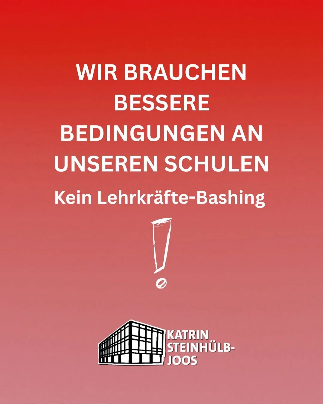 🤔Sollen jetzt wirklich die Lehrkr&auml;fte am gr&uuml;n-schwarzen Bildungsversagen der letzten zehn Jahre schuld sein?

📉So lange hatte die CDU in gemeinsamer Regierungsverantwortung mit den Gr&uuml;nen die Chance f&uuml;r bessere Bedingungen an un