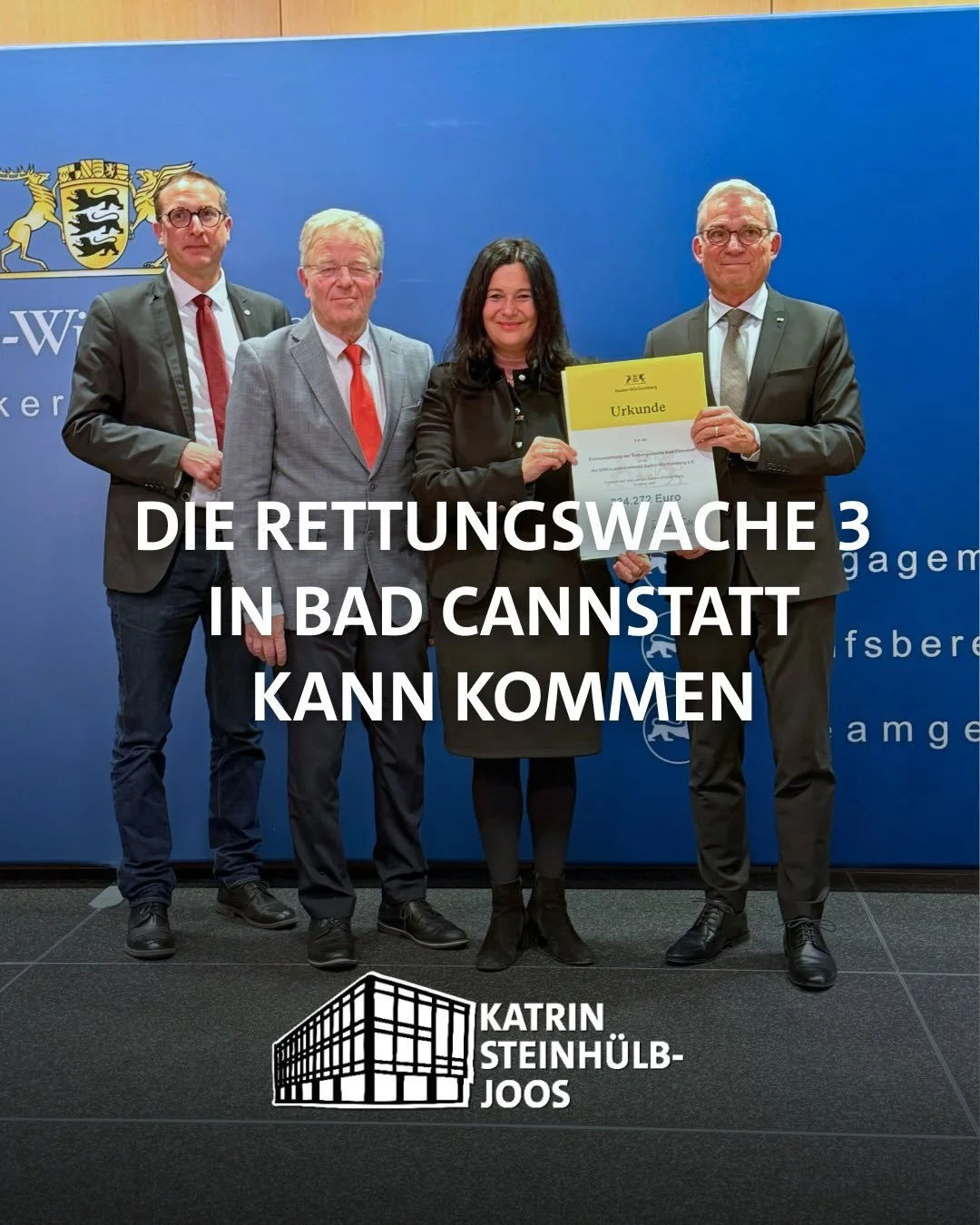 ✅Bei der feierlichen &Uuml;bergabe der F&ouml;rderurkunden f&uuml;r den Rettungsdienst im Innenministerium durfte ich nicht fehlen.

📍Warum? Weil auch die Erstausstattung f&uuml;r den Neubau der Rettungswache 3 des DRK in Bad Cannstatt mit einem F&o