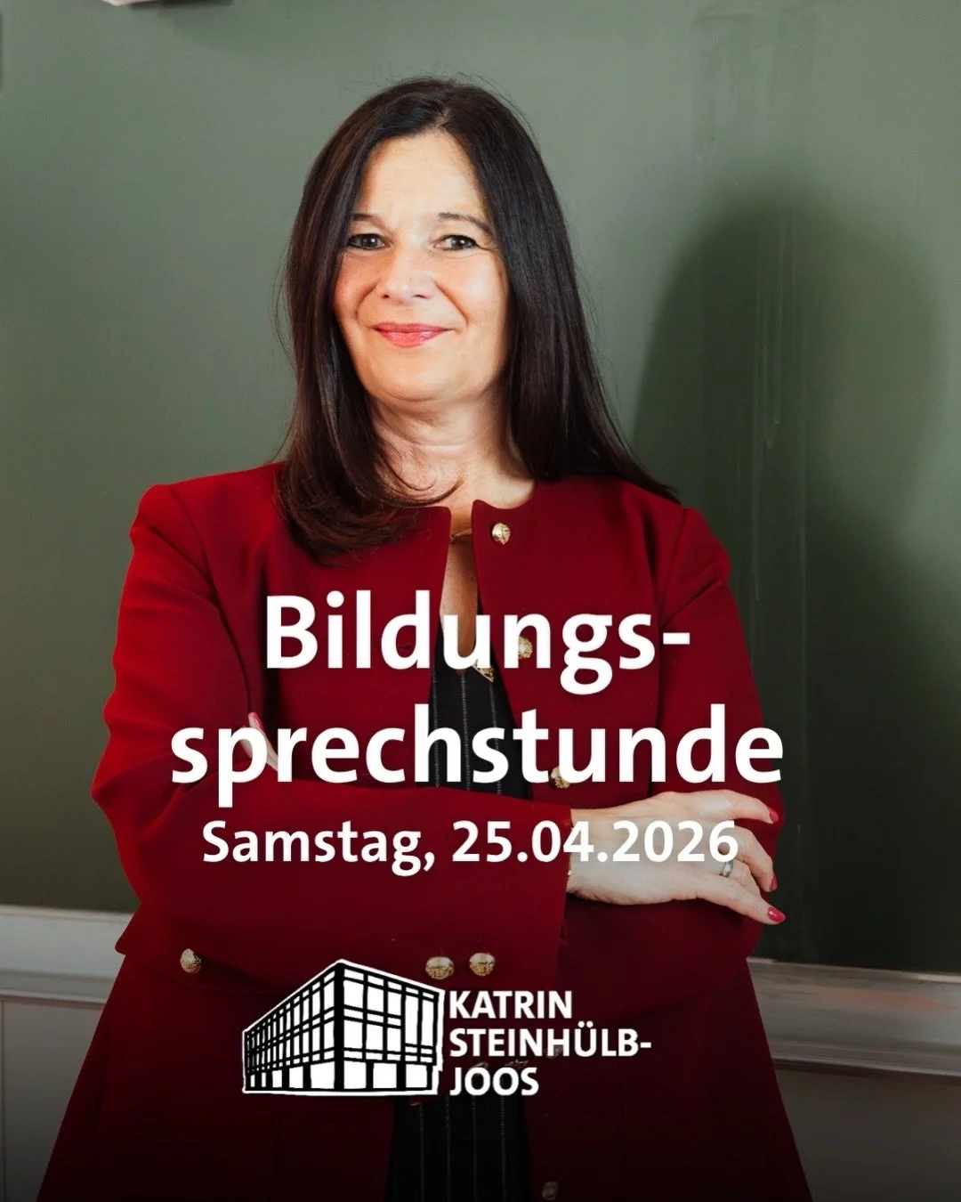 🚨Bildungssprechstunde mit der Landtagsabgeordneten und Ex-Schulleiterin Katrin Steinh&uuml;lb-Joos.

🗓️Samstag, 25.04.2025 von 10:30 - 12:00 Uhr

📍Wahlkreisb&uuml;ro in der Spreuergasse 25 in Bad Cannstatt

🏫Steht Ihr Nachwuchs vor dem Wechsel in