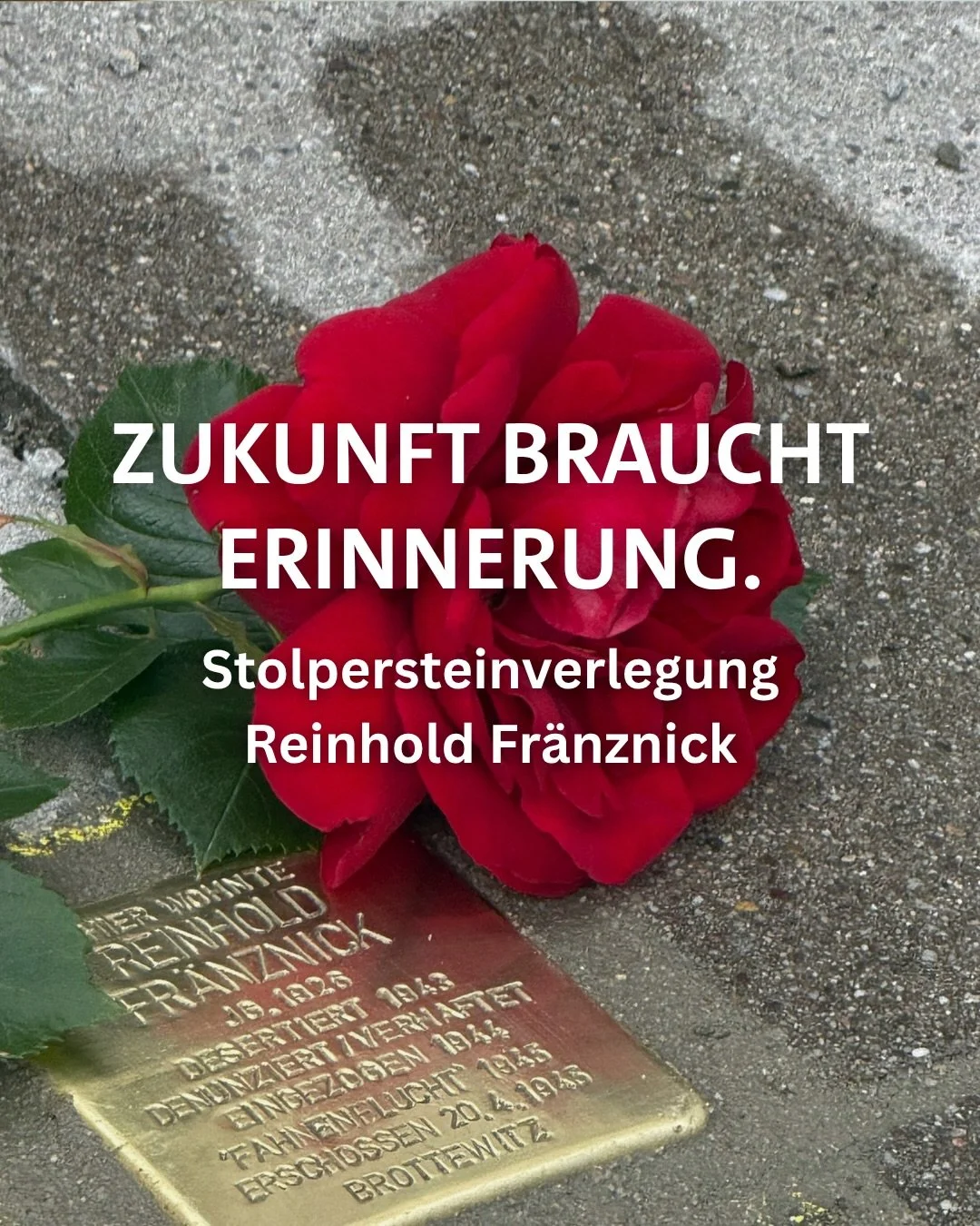 Reinhold Fr&auml;nznick ist erst 17 Jahre alt, als er desertiert und nur zwei Jahre sp&auml;ter am 20. April 1945 von einem Erschie&szlig;ungskommando der Wehrmacht in Brottewitz ermordet wird. Einen Tag, bevor die Rote Armee in Brottewitz einmarschi