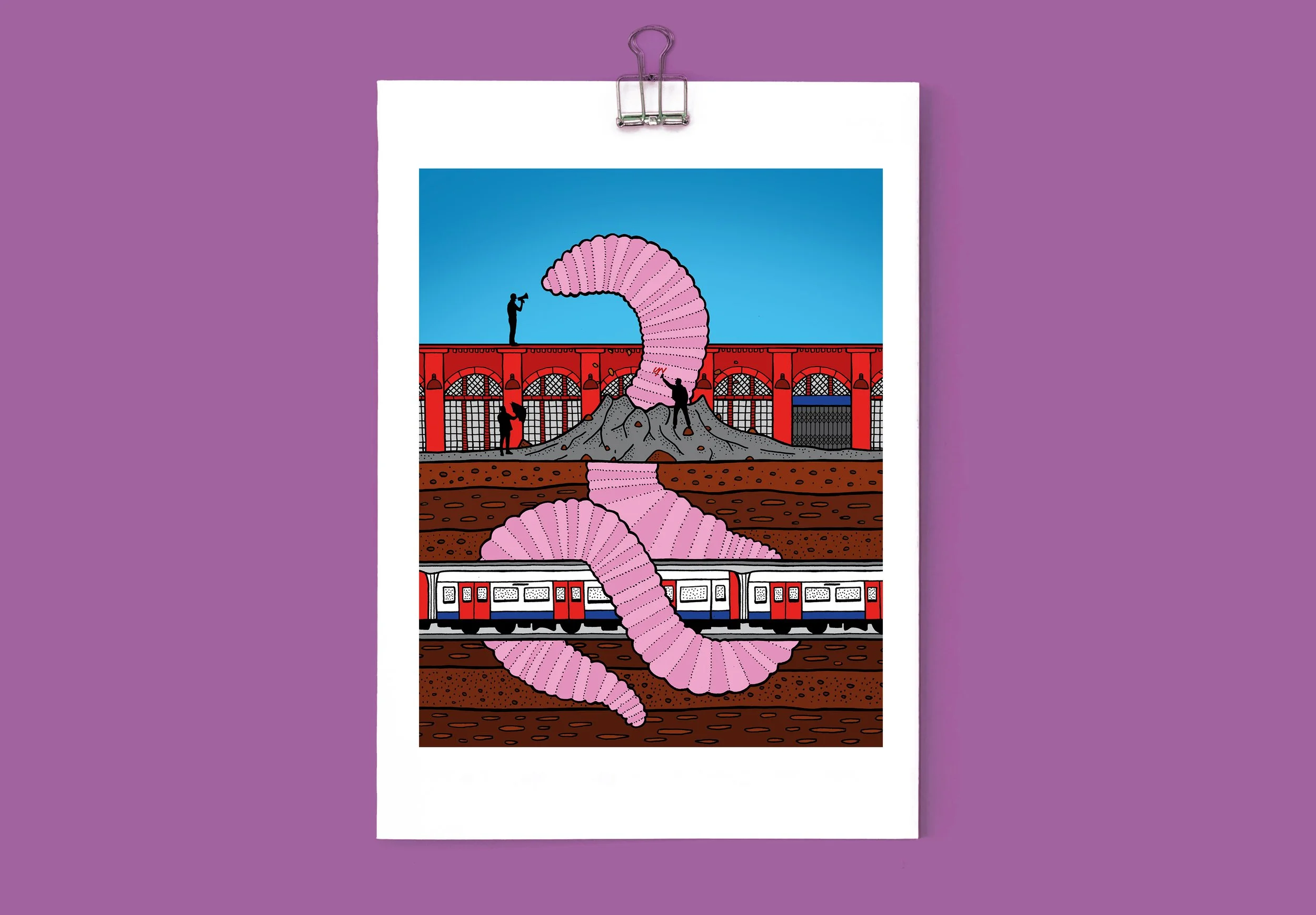 Please mind the worm (a London Underground dystopia) - Giclee Print (Unframed)