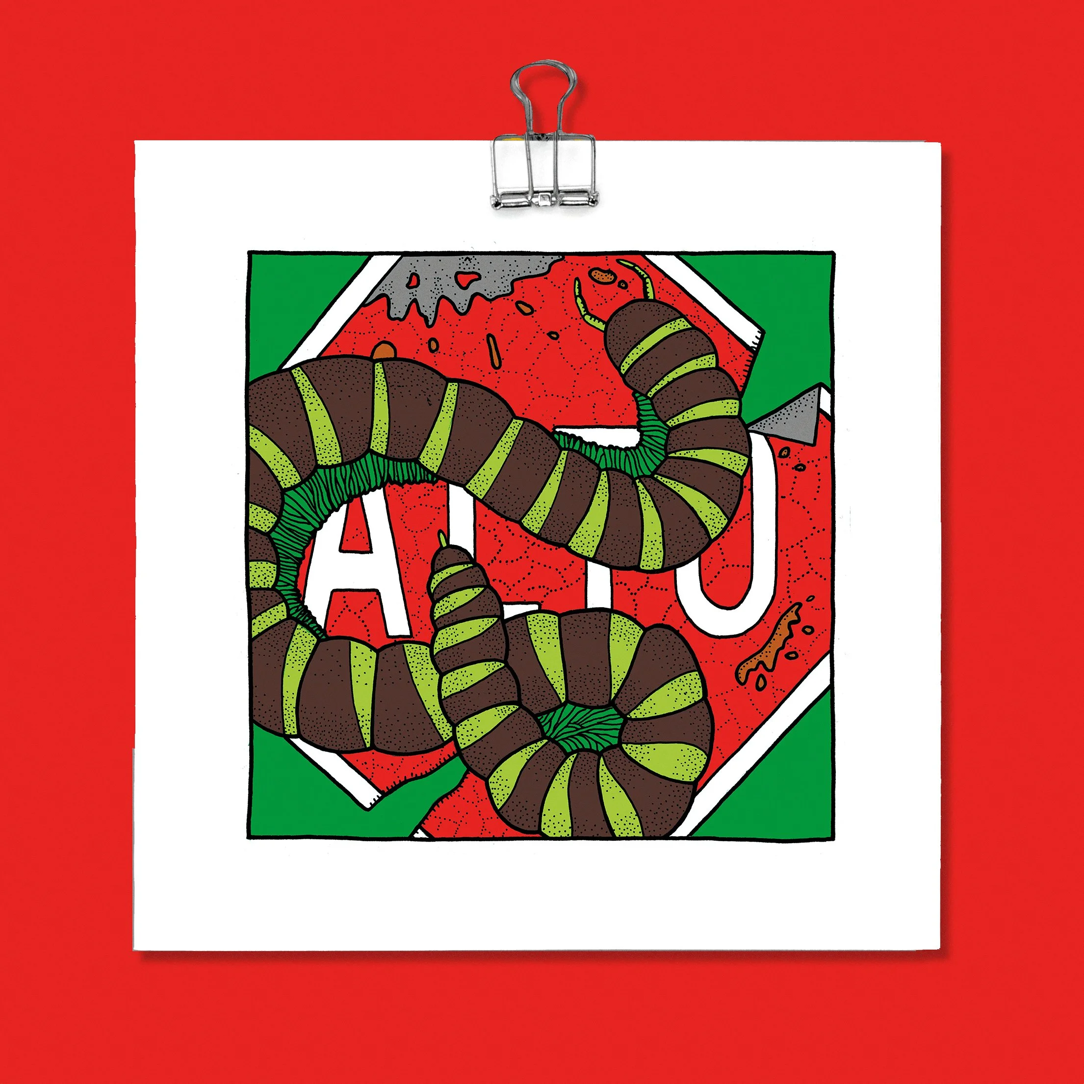 Alto sign with a Thai Green Millipede (a mini International Transport dystopia) - Giclee Print (Unframed)