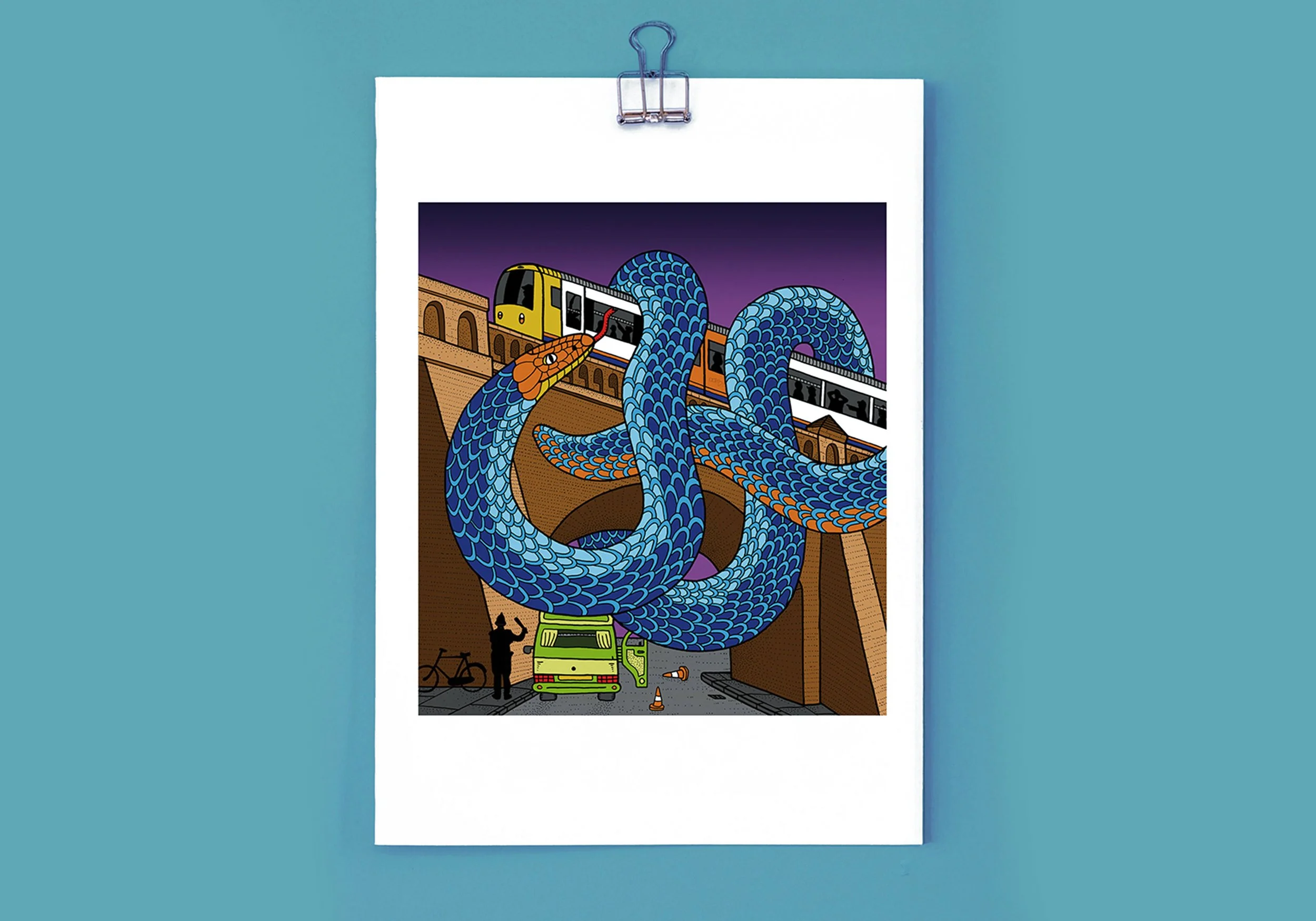 Overground Snake on Thicket Road (a British Transport dystopia) - Giclee Print (Unframed)
