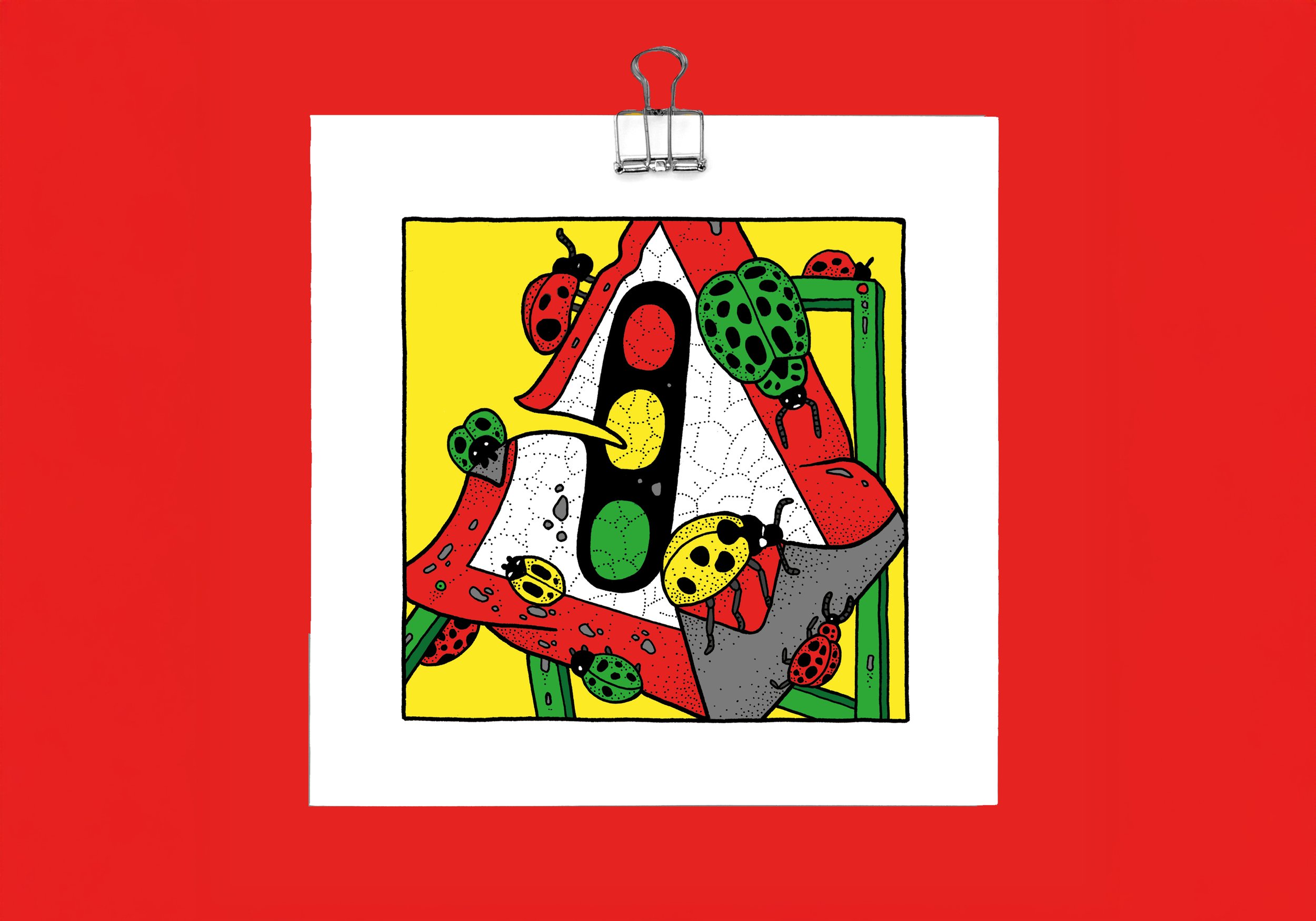 Temporary traffic lights (a mini British Transport dystopia) - Giclee Print (Unframed)