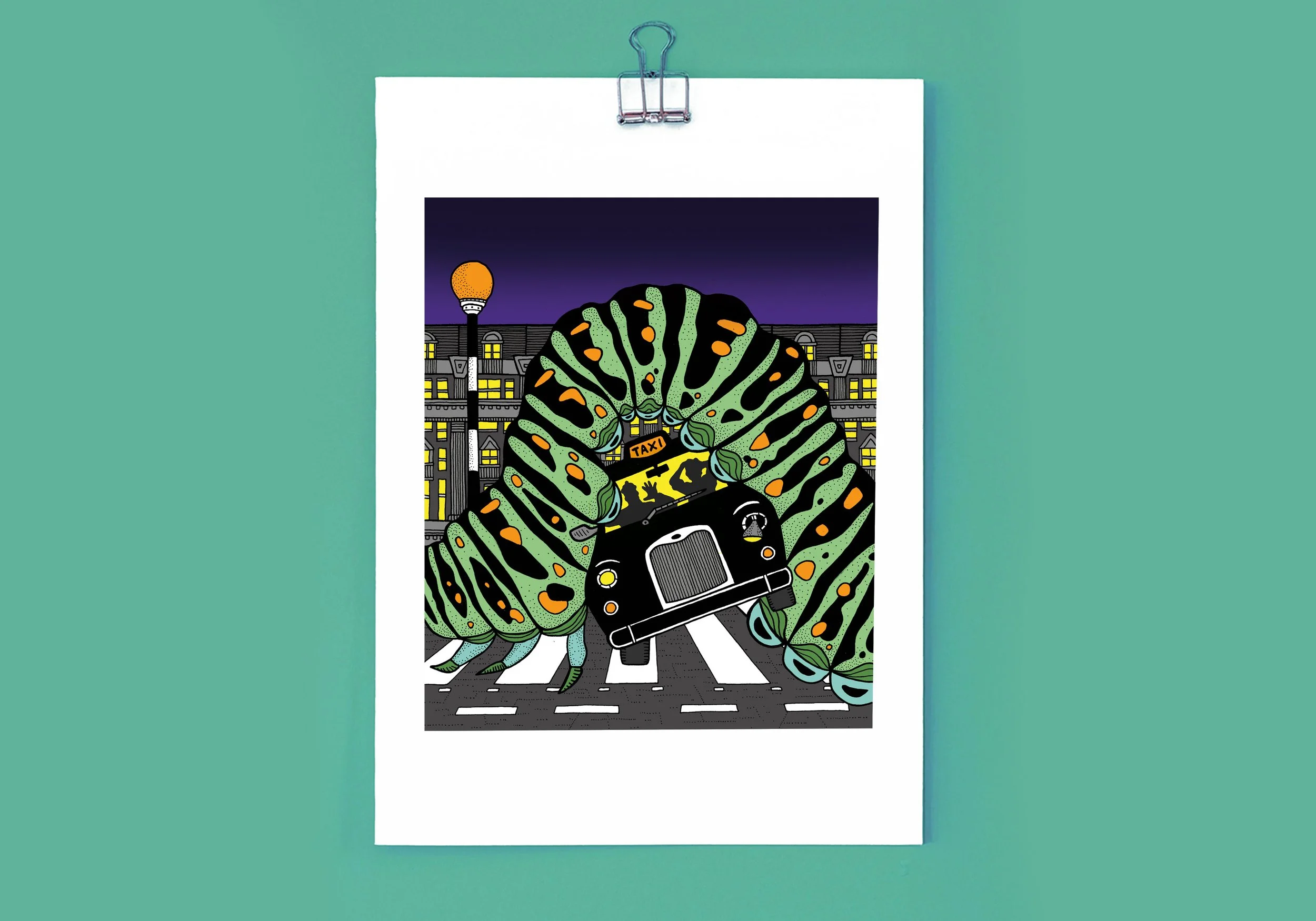 Follow that Cab...er-pillar? (a British Transport dystopia) - Giclee Print (Unframed)