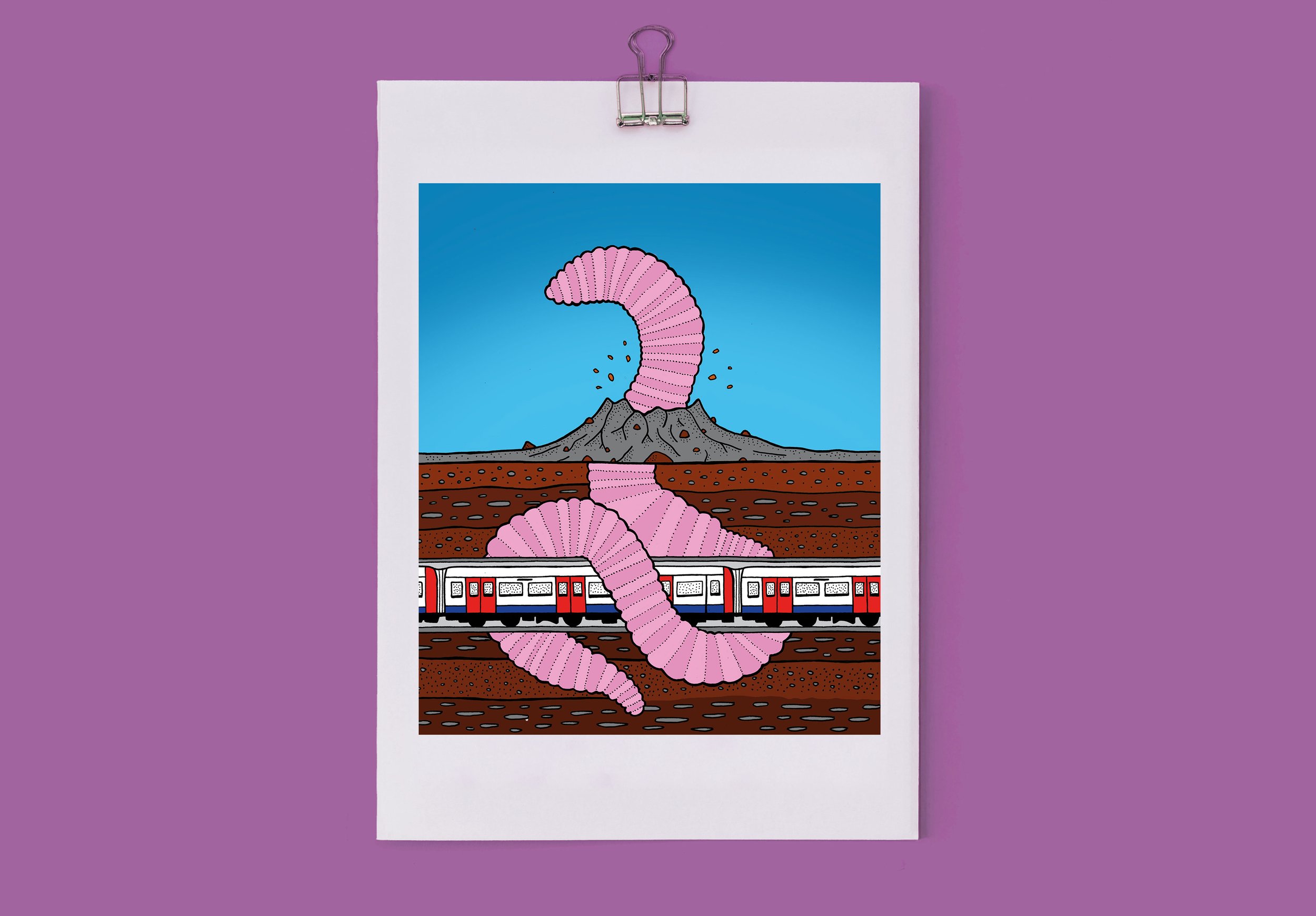 Please mind the worm (a London Underground dystopia) - Giclee Print (Unframed)