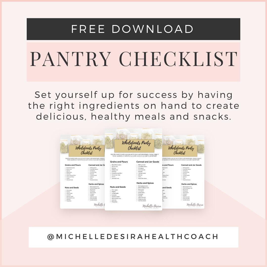 Planning is the key to success! Keep healthy ingredients on your pantry and that is what you will eat. Download my FREE #pantrychecklist - link in bio