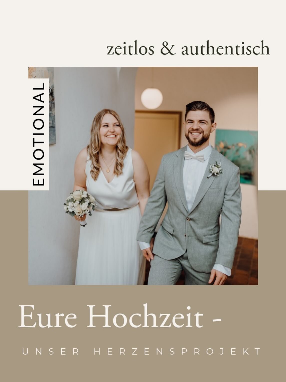 🤍 Eure Hochzeit - unser Herzensprojekt 🤍

Wir sind eure Fotografen f&uuml;r die echten Momente. 
Wir begleiten euch an eurem gro&szlig;en Tag 💍 
Unser Stil: zeitlos, nat&uuml;rlich, authentisch und emotional. Von uns bekommt ihr die Bilder, bei de