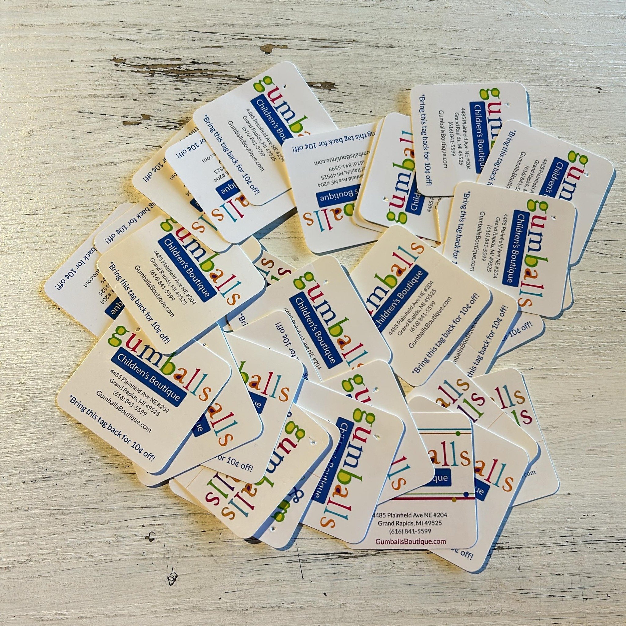 Look at all these tags! 

A customer just brought back 31 tags, which earned her $3.10 off her purchase today! 

I&rsquo;m so happy to reuse these, and save 31 pieces of glossy paper from the landfill! 

Always save your Gumballs Tags! Each one is wo