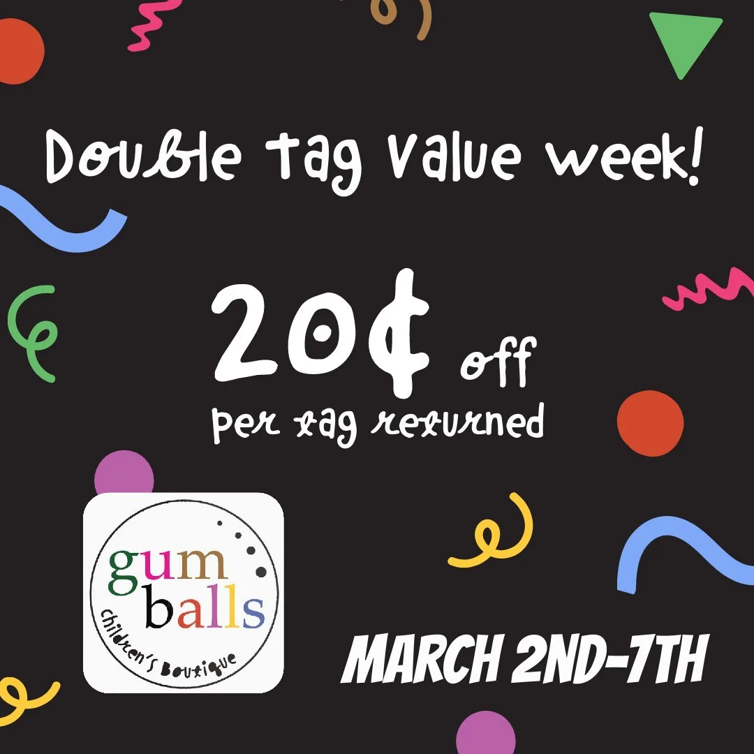 We love seeing our hang tags come back to the shop, so we decided to make it extra rewarding this week!

From March 2nd to March 7th, we are offering double the discount on all tag returns. You will get 20 cents off for each tag you bring in, which c