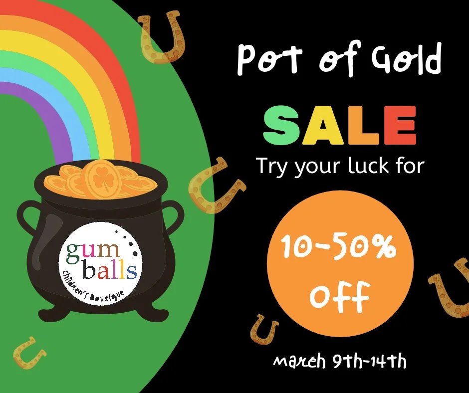 🍀 Find Your Luck at Our Pot of Gold Sale! 🌈
Hey everyone! We wanted to do something a little extra fun this week. If you&rsquo;re feeling lucky (or just love a good deal), come hang out with us and play for your discount!

Here&rsquo;s how it works