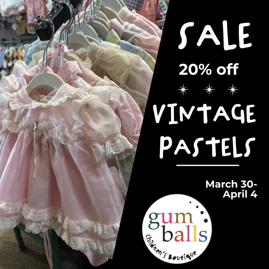 Upgrade your Easter looks and springtime photos with authentic vintage kids' outfits from Gumballs! 

We&rsquo;ve got 20% off all our pastel vintage this week, including all the dreamy smocked dresses and seersucker rompers. We love these pieces beca