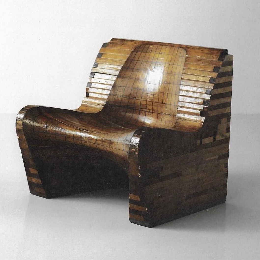 Study for garden chair, wood and paper mach&eacute;, 1953.