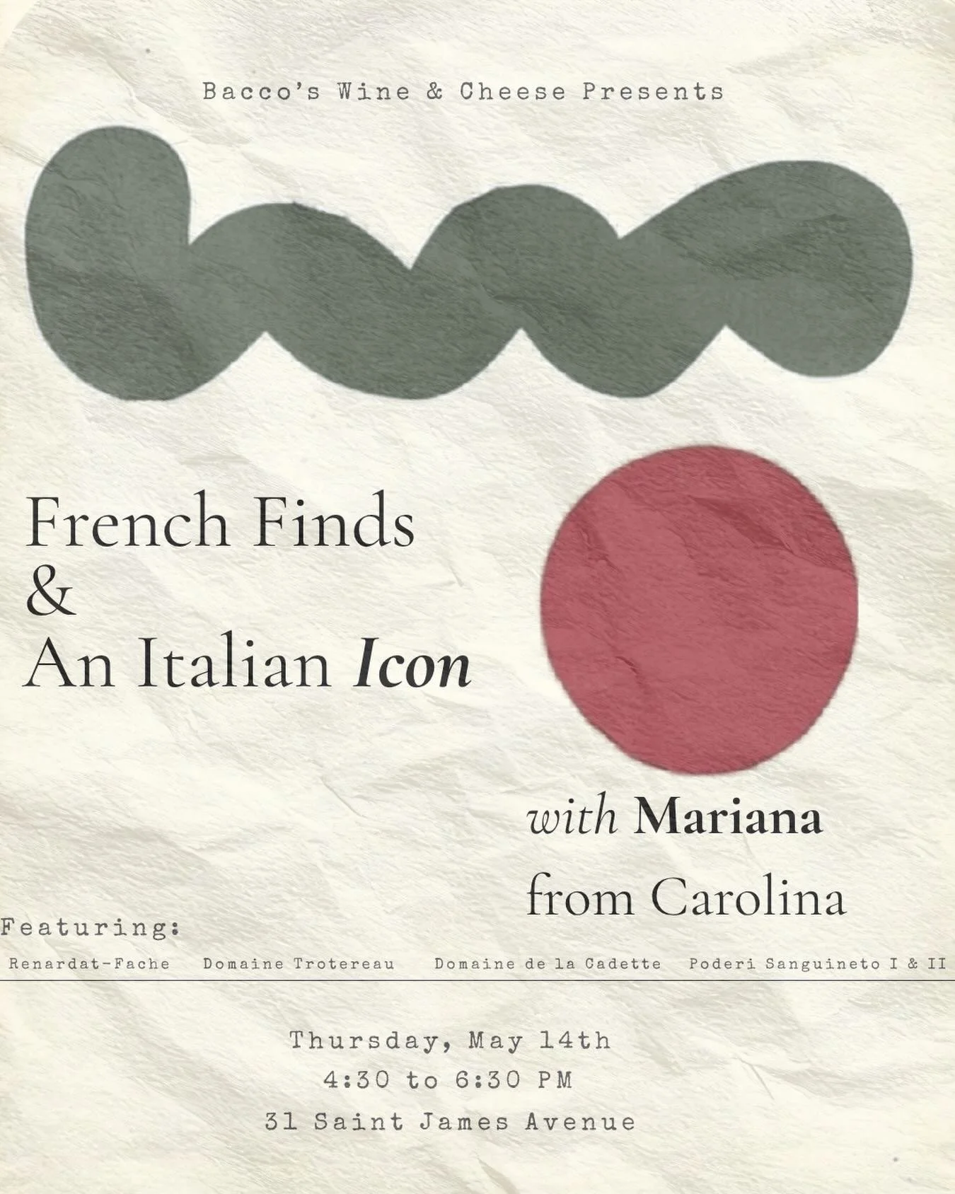 This Thursday we welcome back one of our favorite people to ever don the Bacco&rsquo;s chef coat, @marimore13, as she walks us through four wines we adore. 

Ancestral method sparkling ros&eacute; from Cerdon. A Loire Sauvignon Blanc that slays Sance